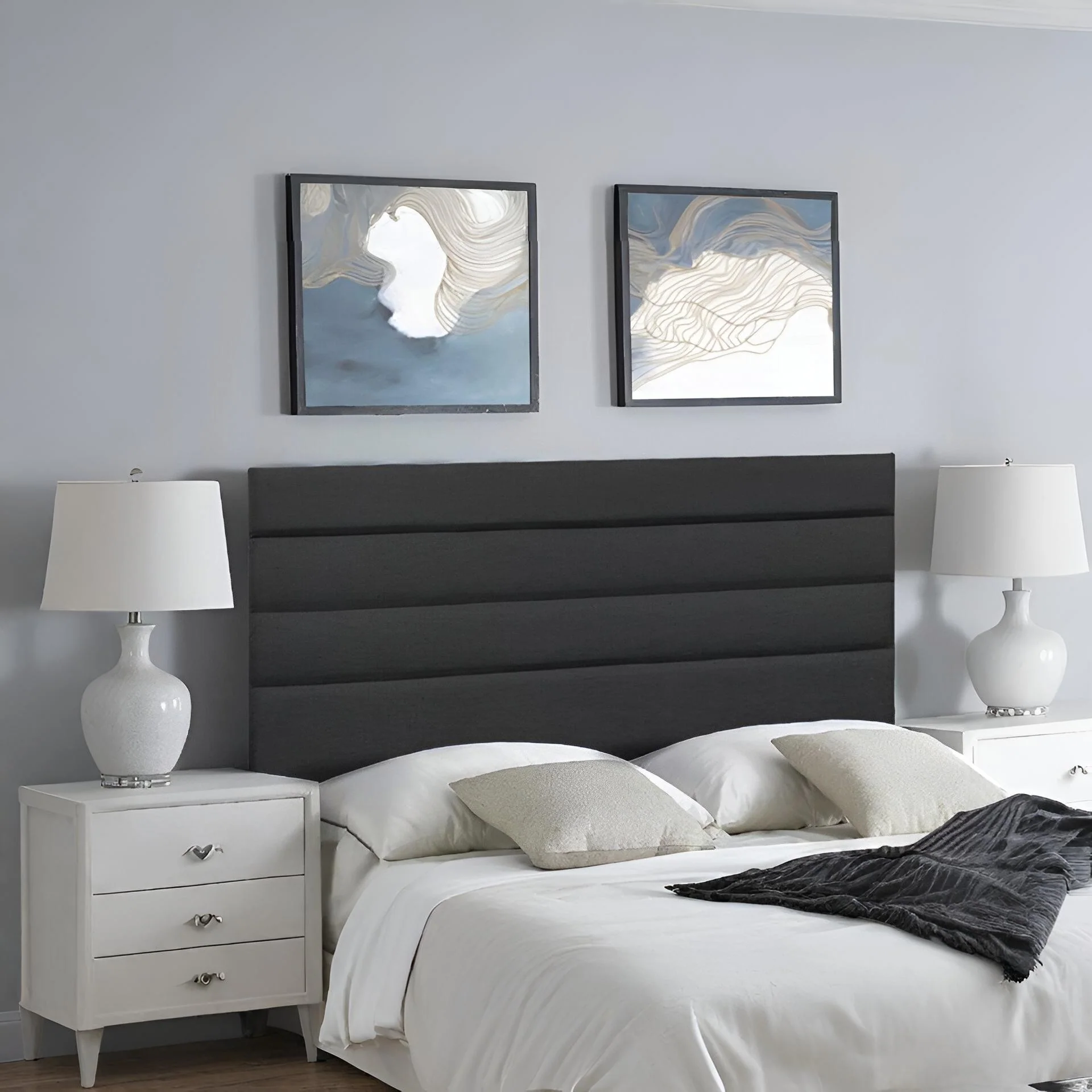 WENDY Upholstered Headboard California King - BLACK - Image 5