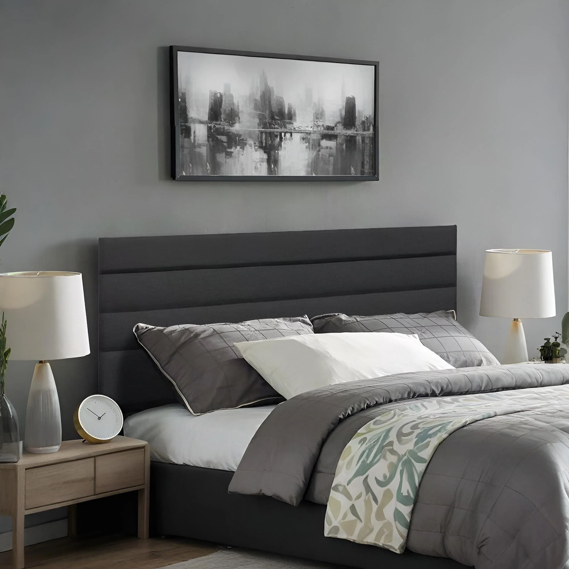 WENDY Upholstered Headboard Double - BLACK - Image 7