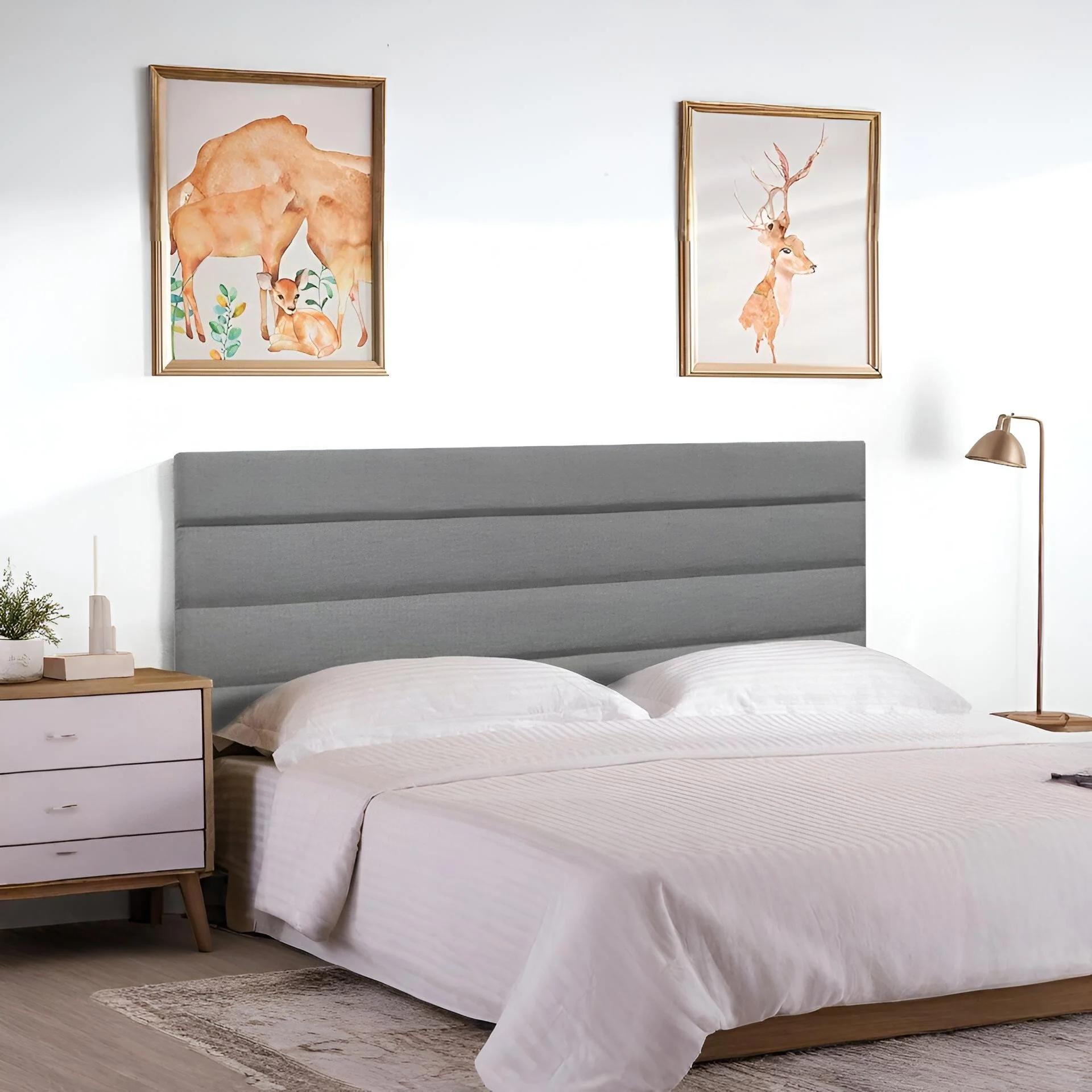 WENDY Upholstered Headboard Double - GREY - Image 4