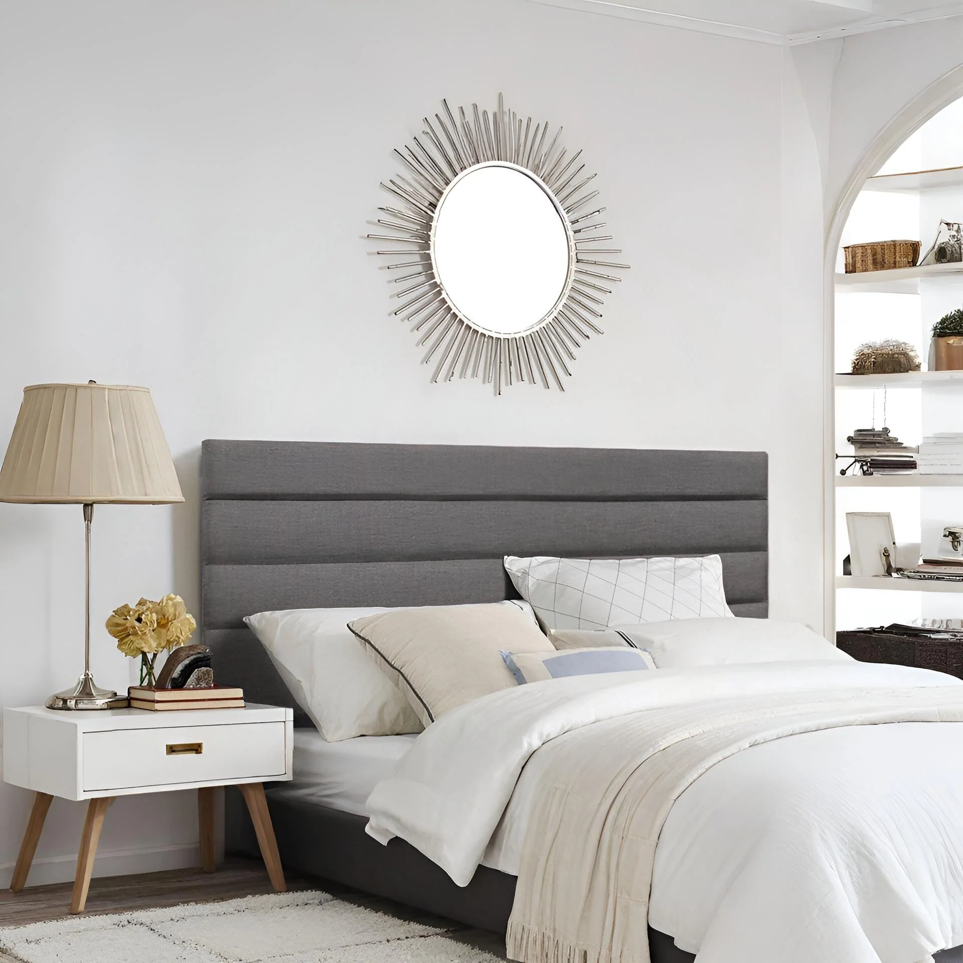 WENDY Upholstered Headboard Double - SLATE - Image 9