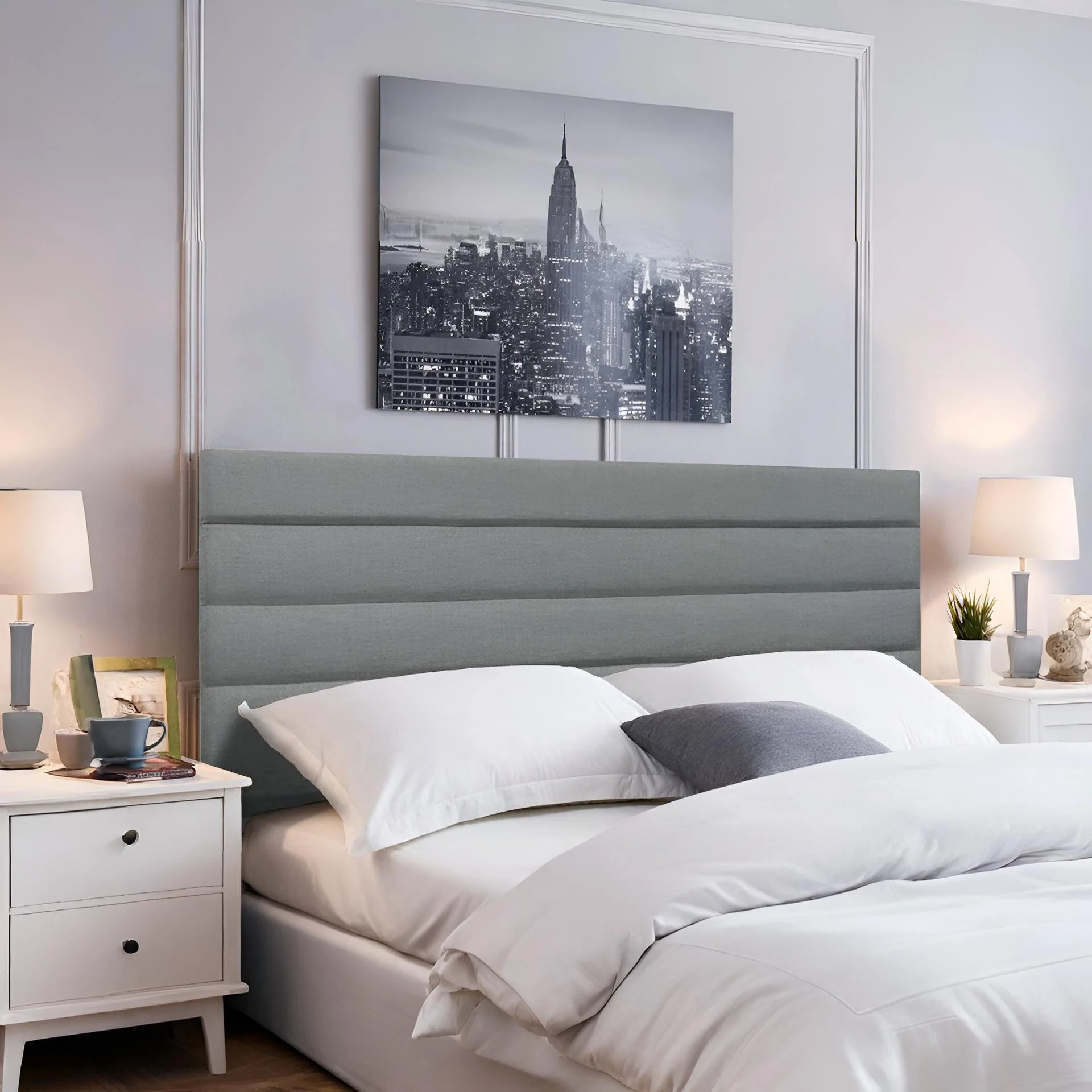 WENDY Upholstered Headboard King - GREY - Image 2