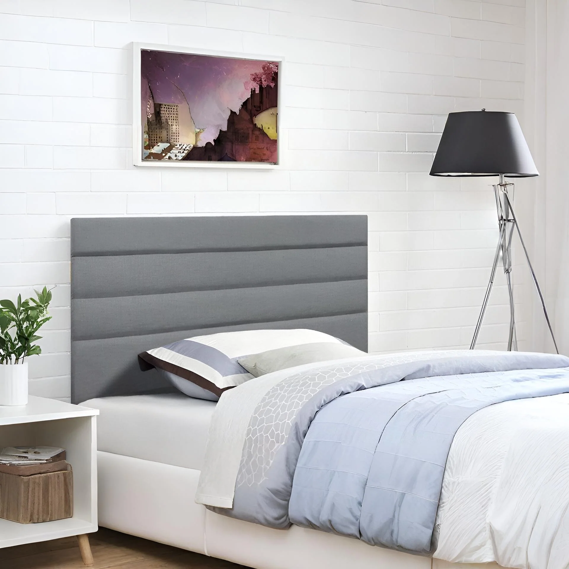 WENDY Upholstered Headboard King Single - GREY