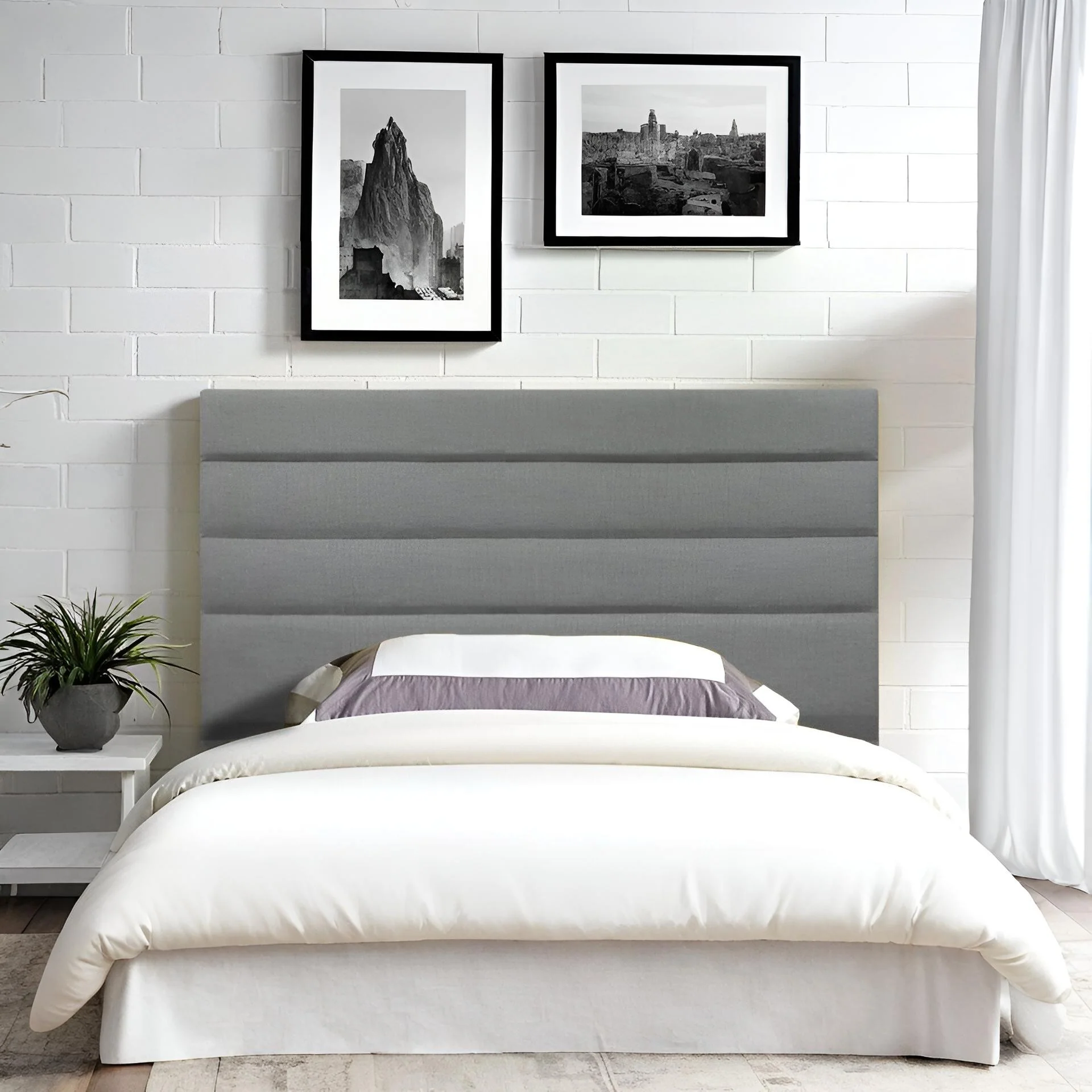 WENDY Upholstered Headboard Single - GREY