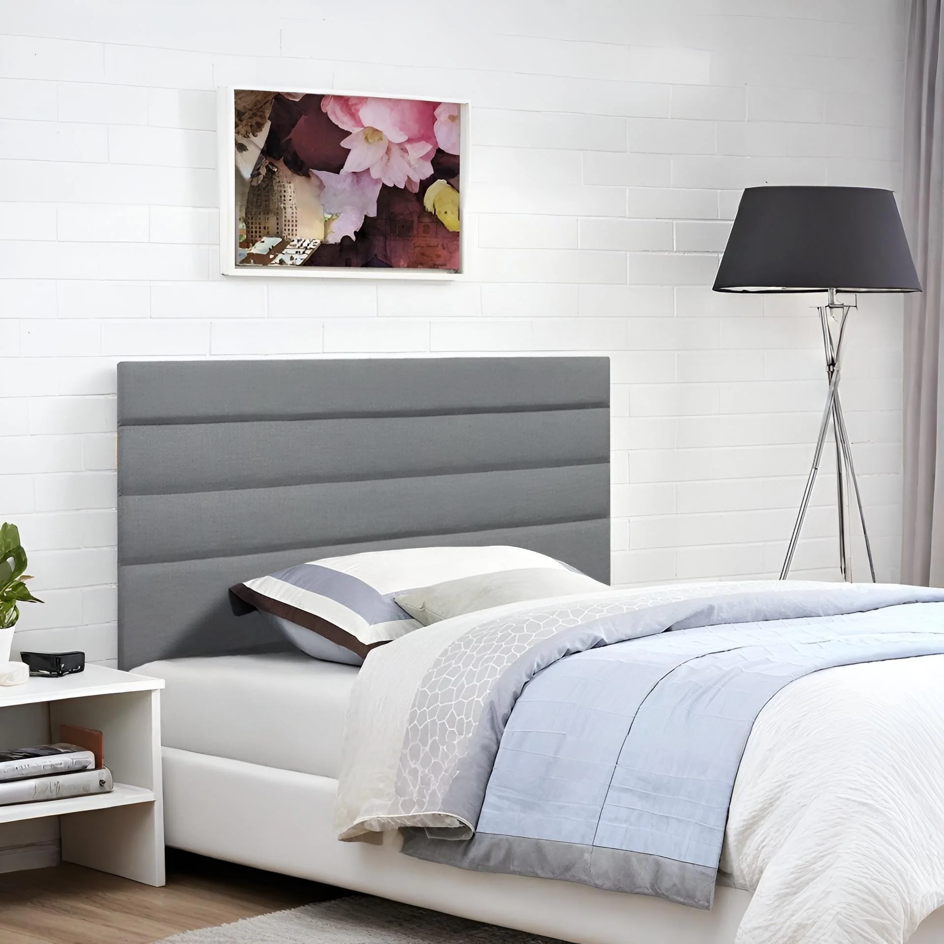 WENDY Upholstered Headboard Single - GREY - Image 3
