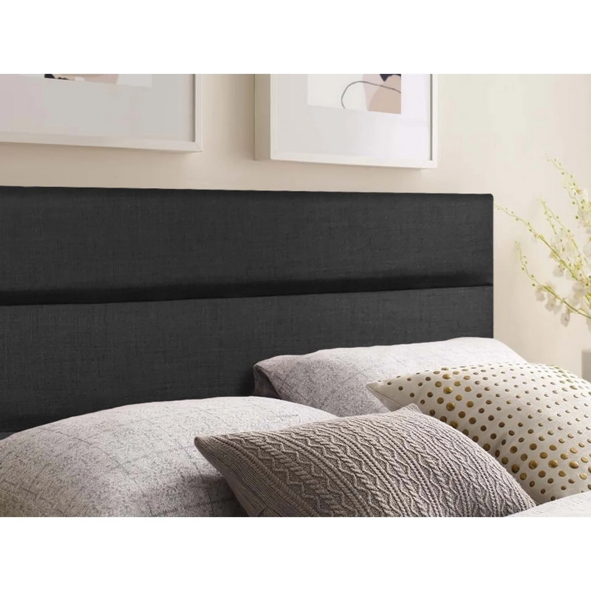 WENDY Upholstered Headboard Super King - BLACK - Image 7
