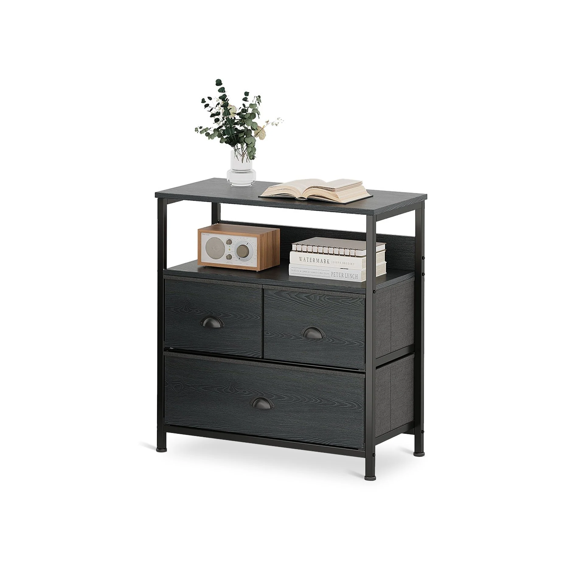 Whitby 2 Tier Storage Shelf with Drawers - Charcoal - Image 10
