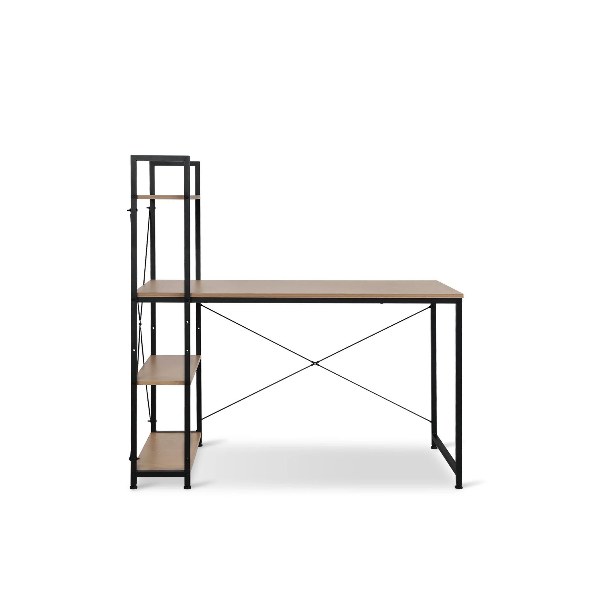 William 120cm Computer Desk with Bookshelf - Black + Natural - Image 3