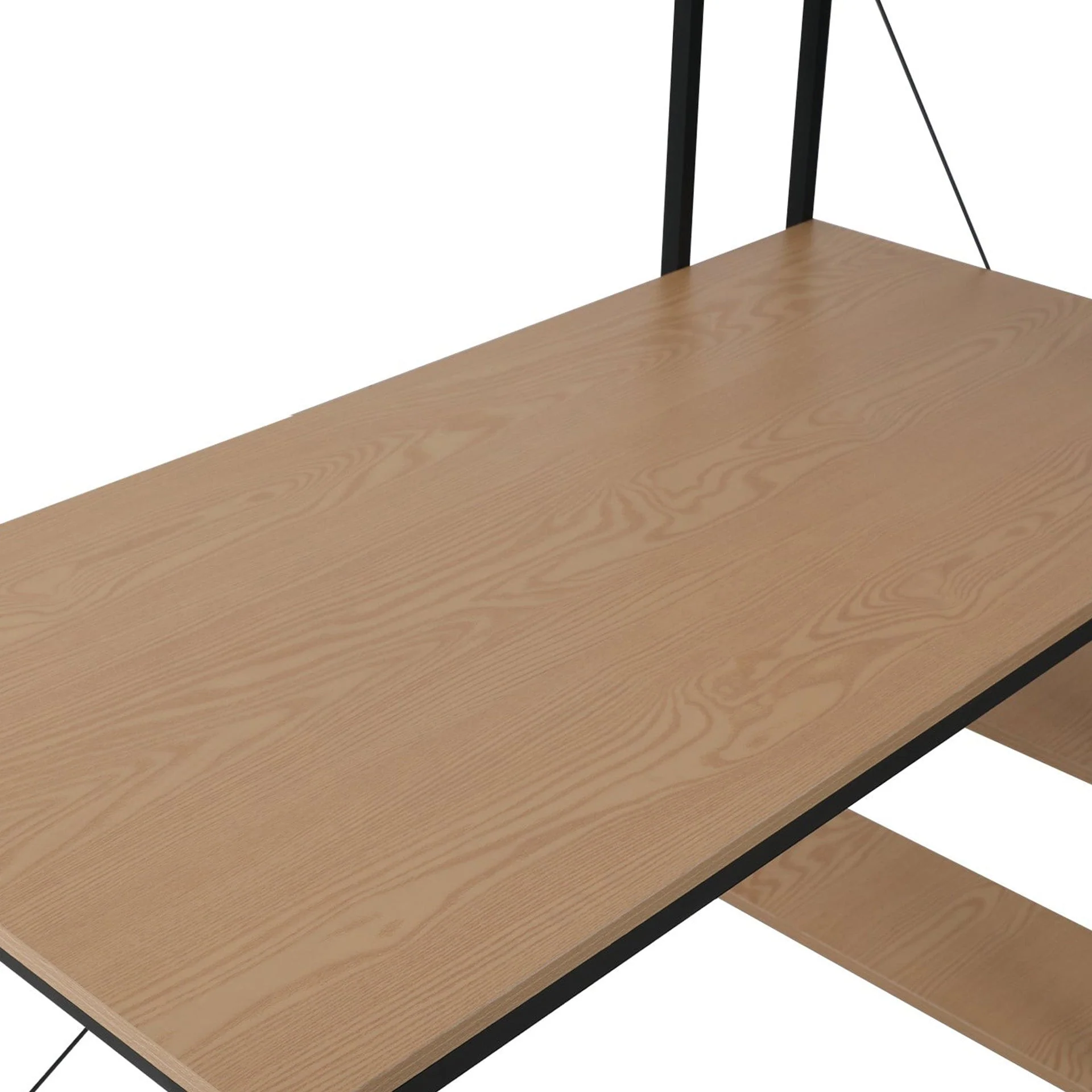 William 120cm Computer Desk with Bookshelf - Black + Natural - Image 4