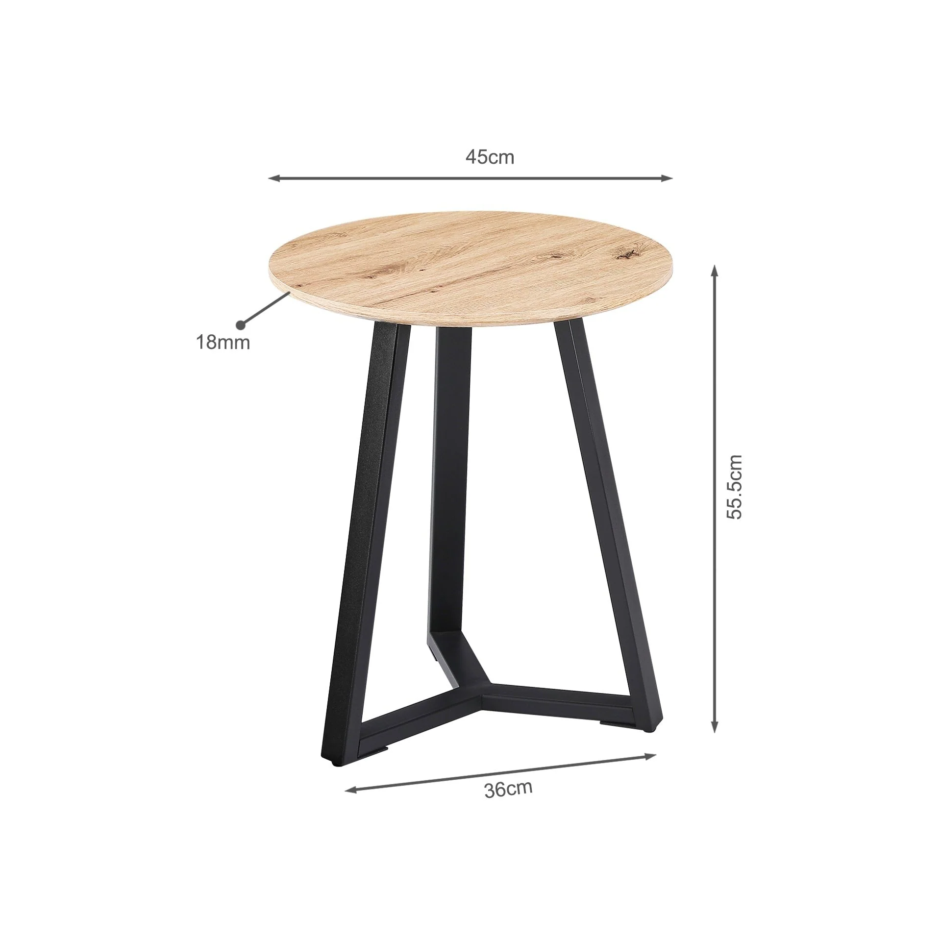 Wilma Round Coffee Table 45cm - Oak + Black - Image 6