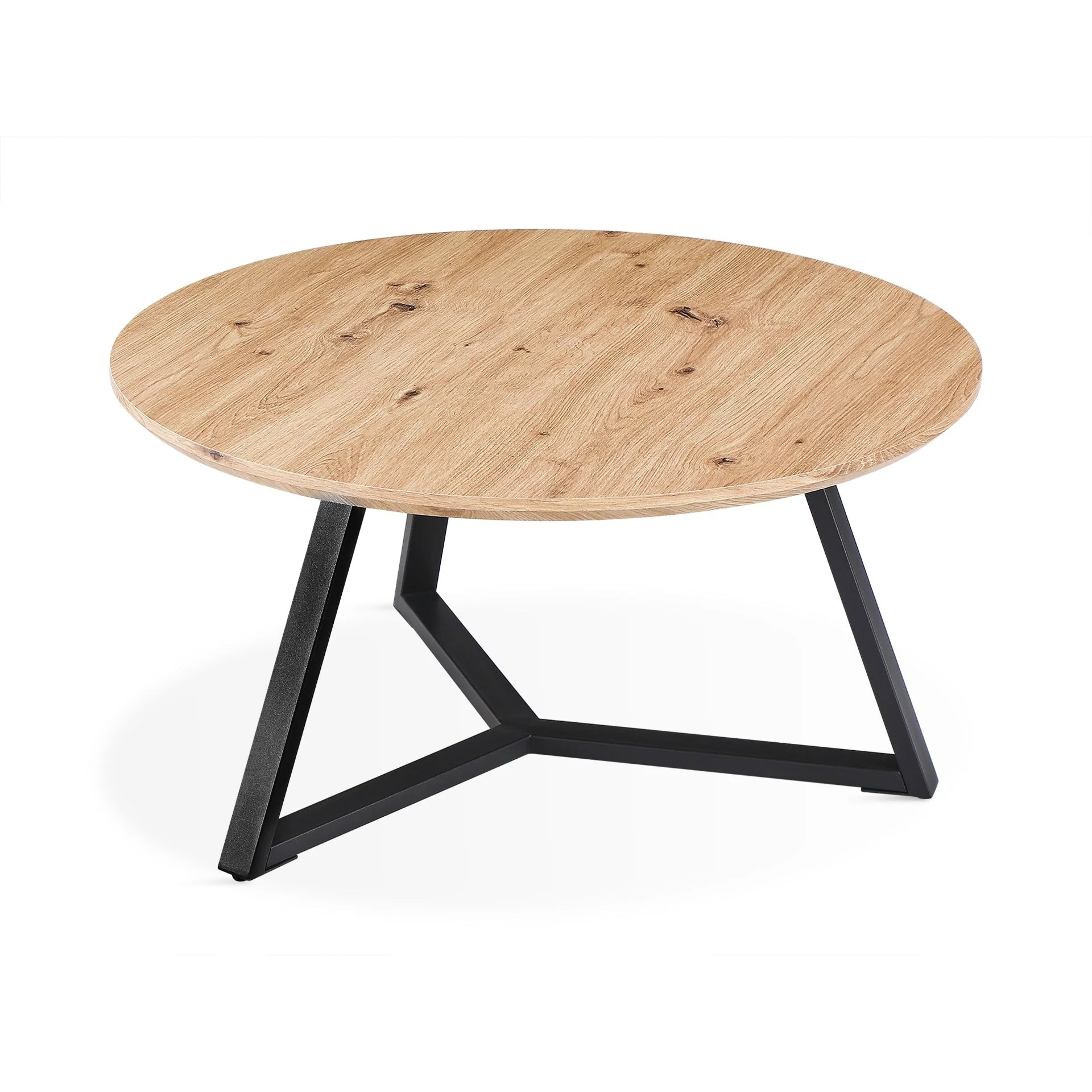 Wilma Round Coffee Table 80cm - Oak + Black - Image 4