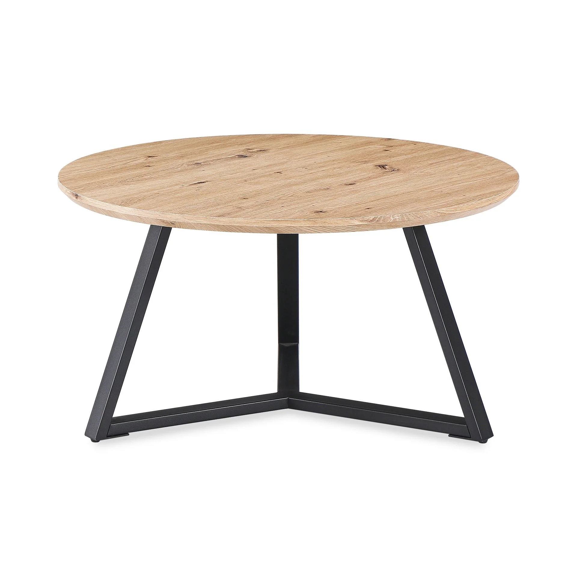 Wilma Round Coffee Table 80cm - Oak + Black - Image 5