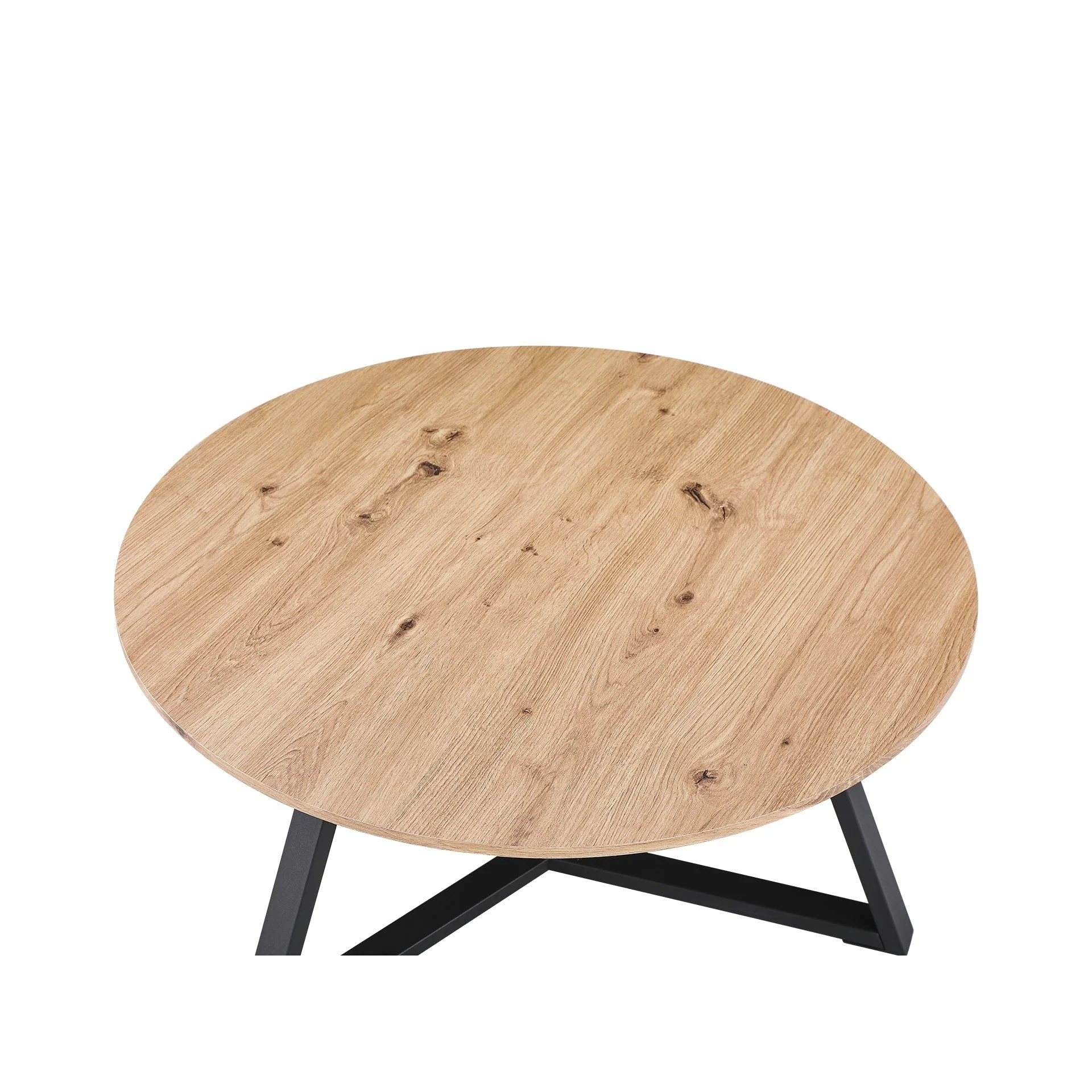 Wilma Round Coffee Table 80cm - Oak + Black - Image 6