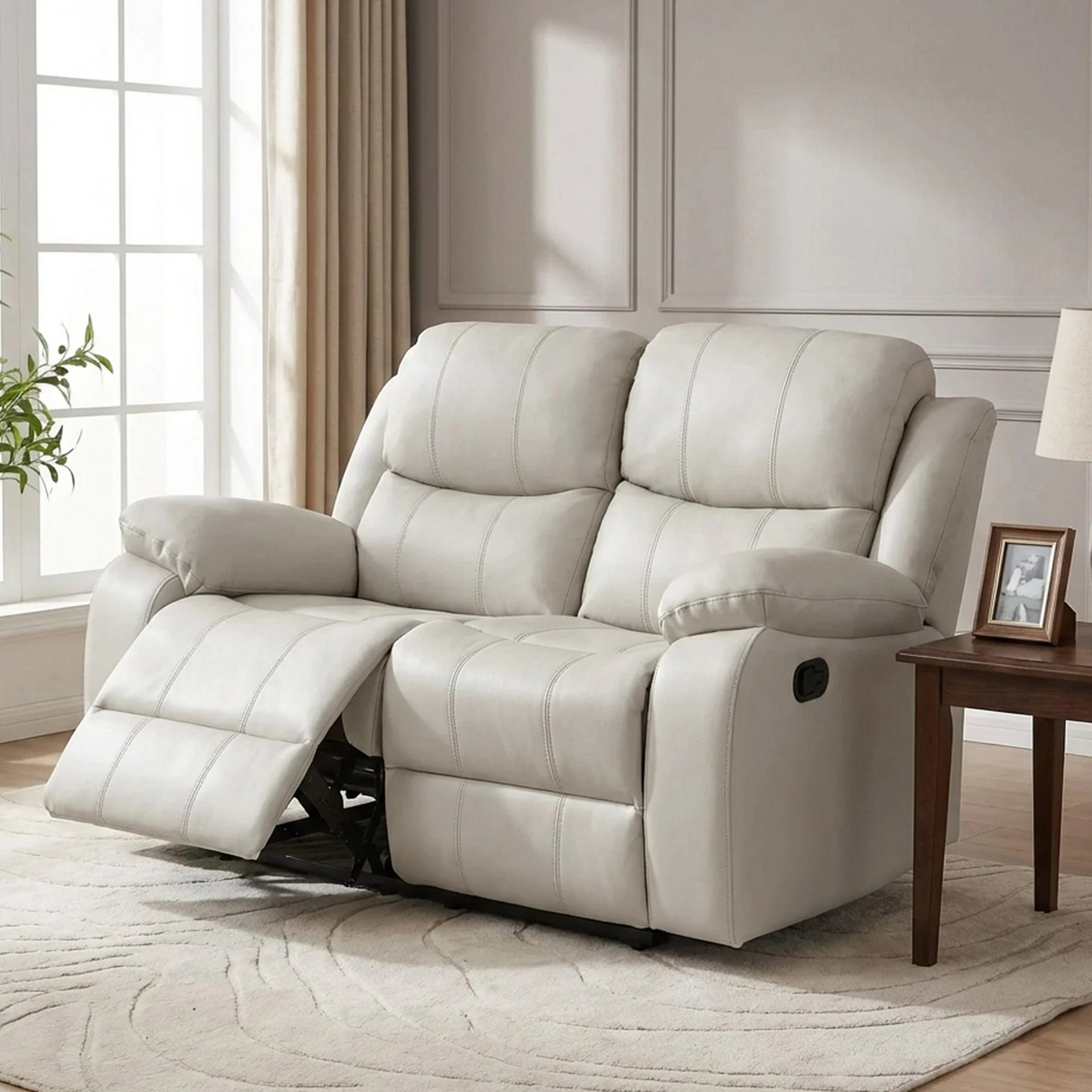 Wilson Manual 2 Seater Recliner Sofa - Beige - Image 2