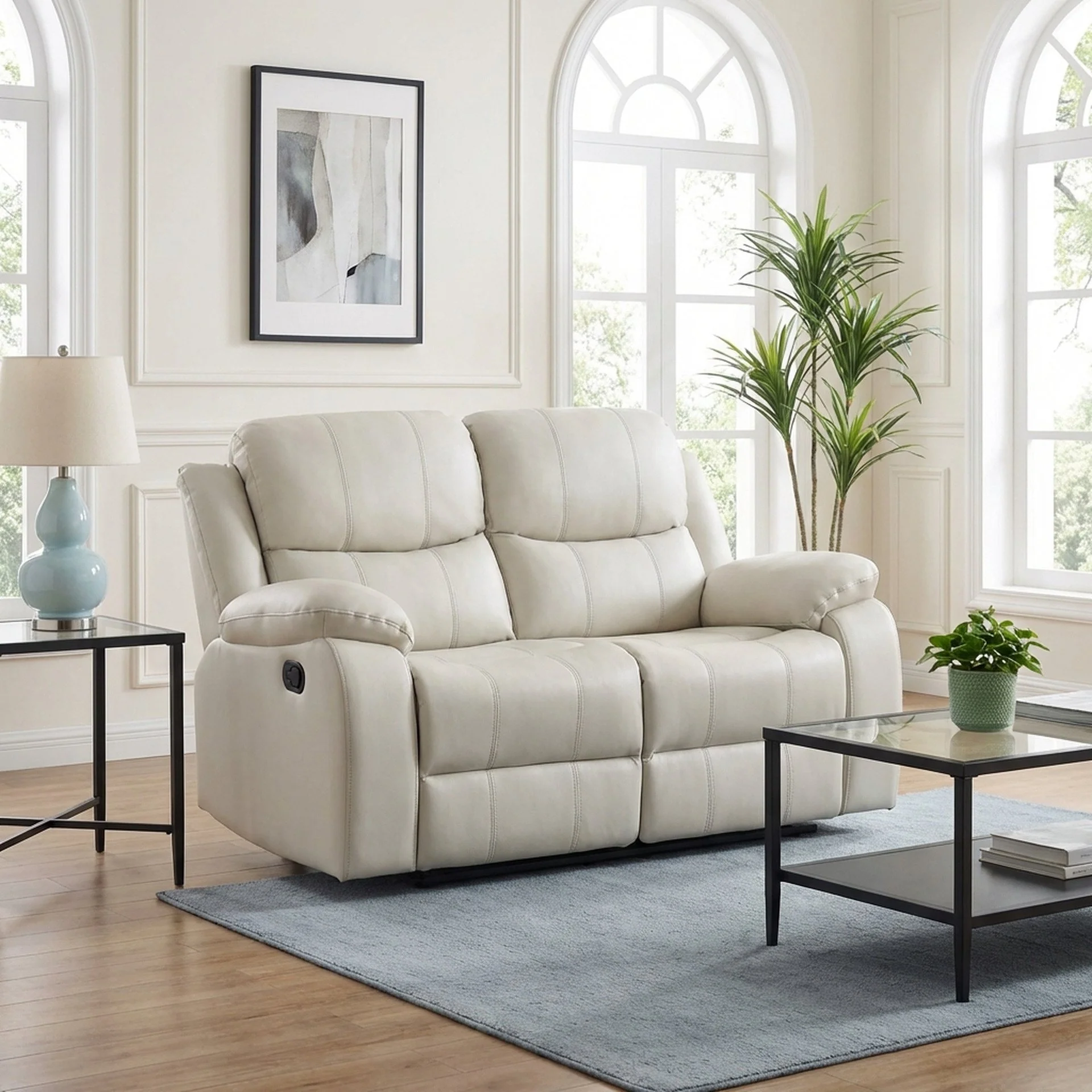Wilson Manual 2 Seater Recliner Sofa - Beige - Image 3