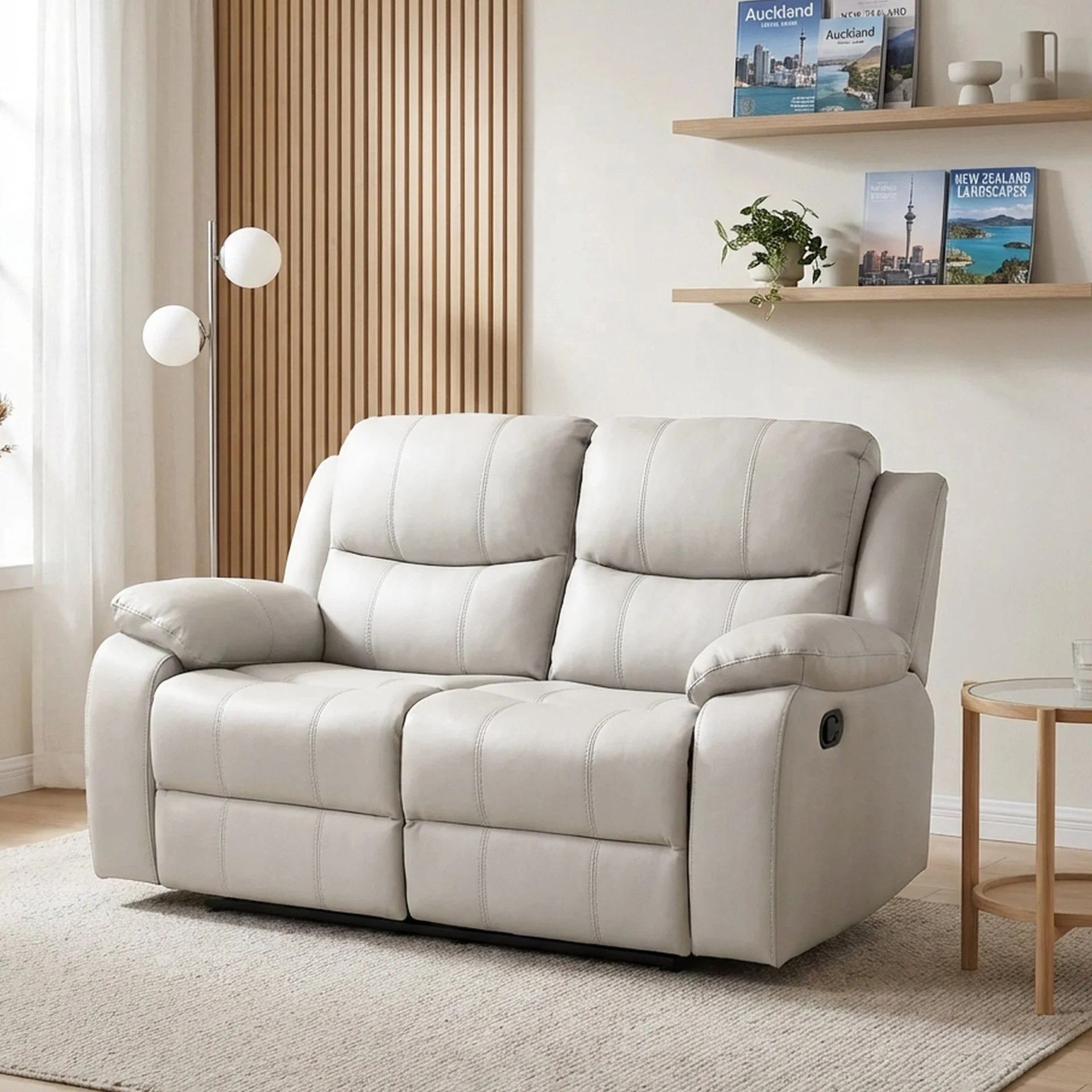 Wilson Manual 2 Seater Recliner Sofa - Beige - Image 4