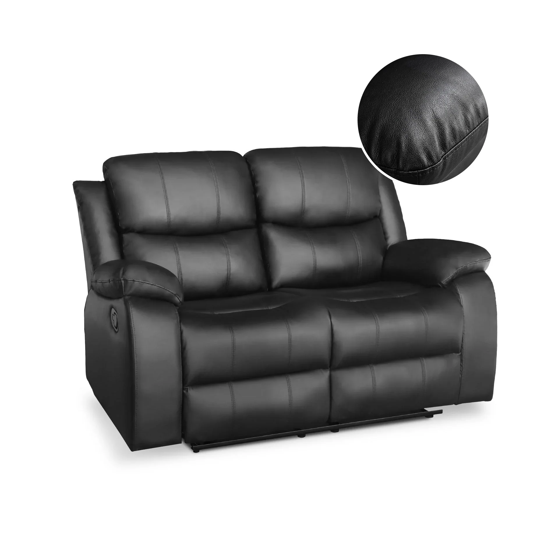 Wilson Manual 2 Seater Recliner Sofa - Black - Image 6