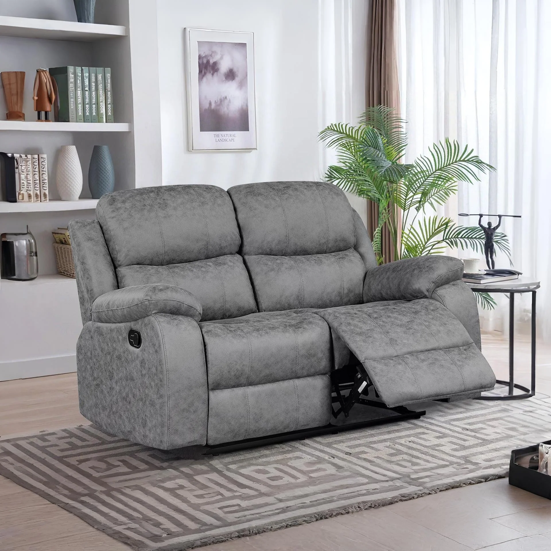 Wilson Manual 2 Seater Recliner Sofa - Grey - Image 5