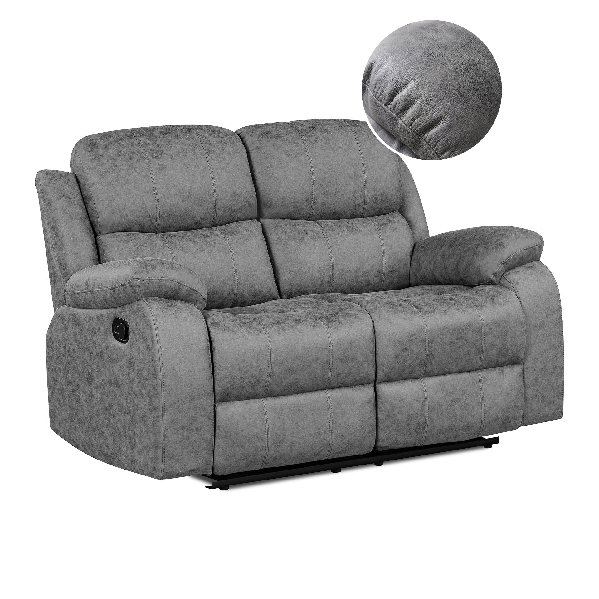 Wilson Manual 2 Seater Recliner Sofa - Grey - Image 6