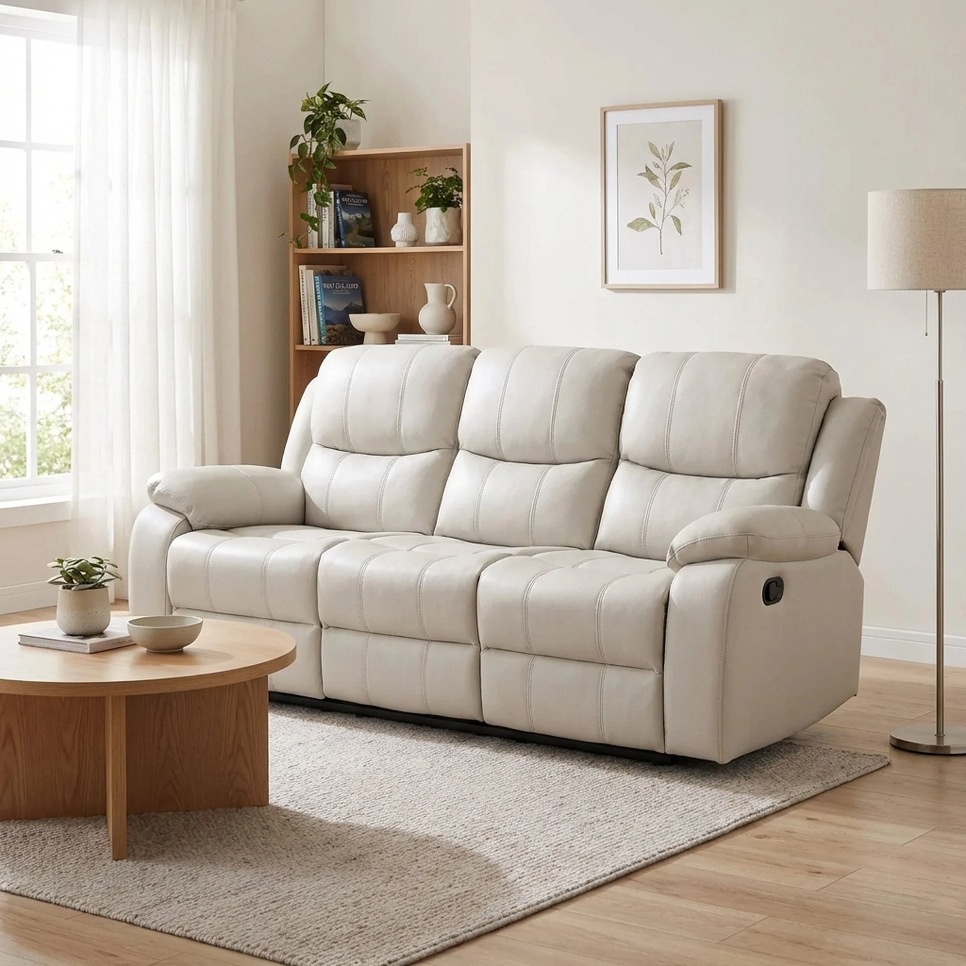 Wilson Manual 3 Seater Recliner Sofa - Beige - Image 5