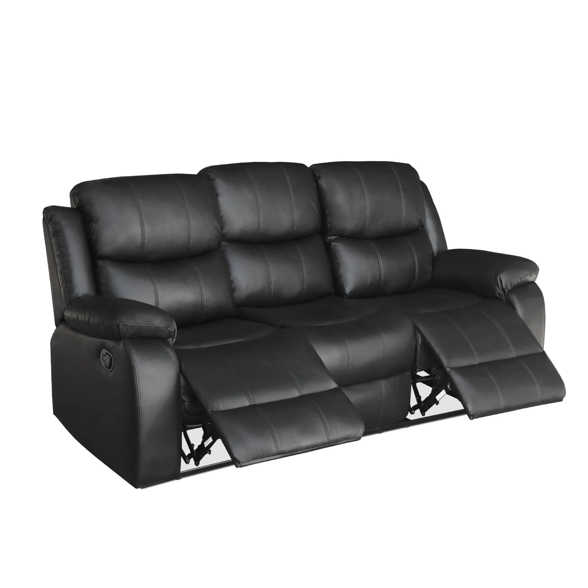 Wilson Manual 3 Seater Recliner Sofa - Black - Image 10