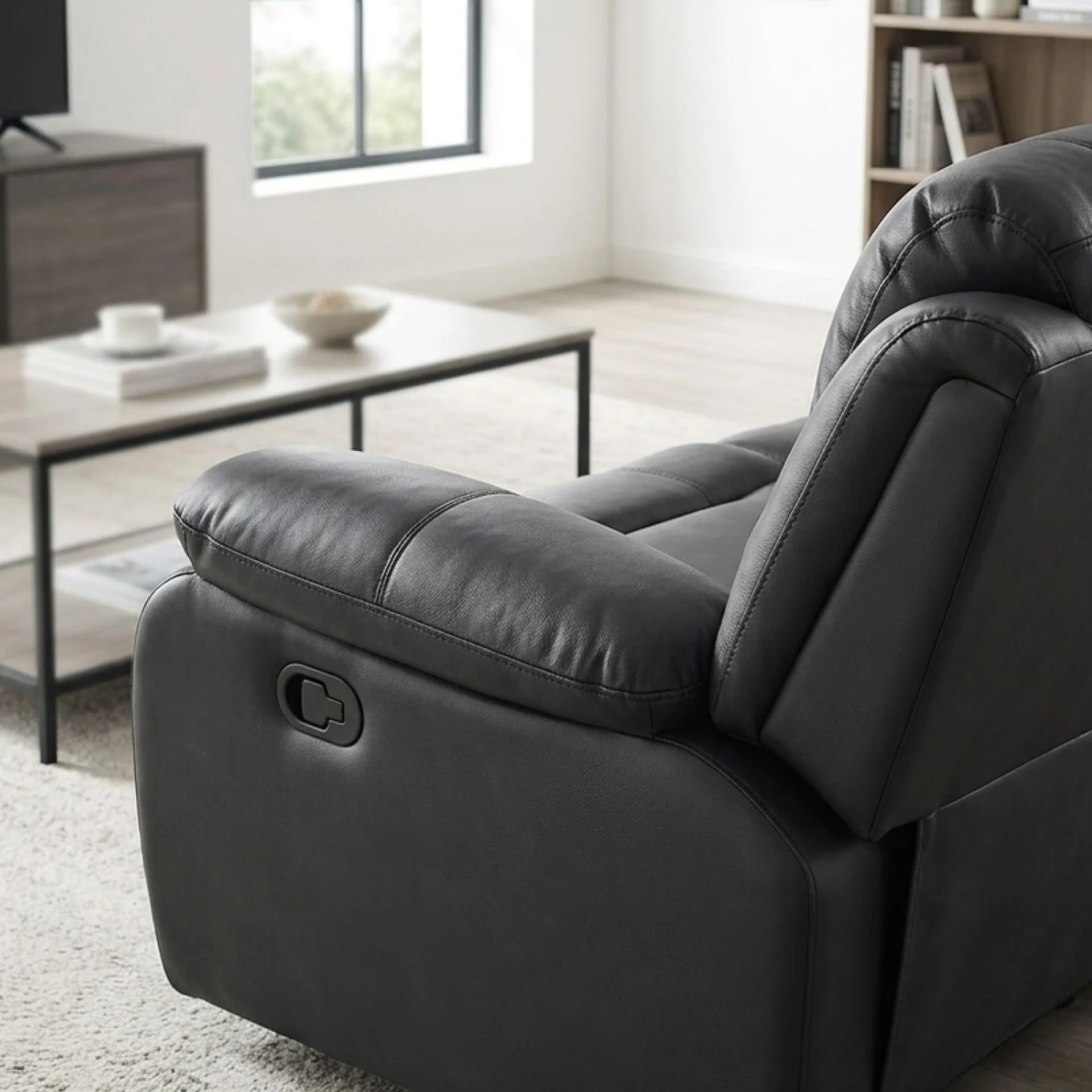 Wilson Manual 3 Seater Recliner Sofa - Black - Image 6