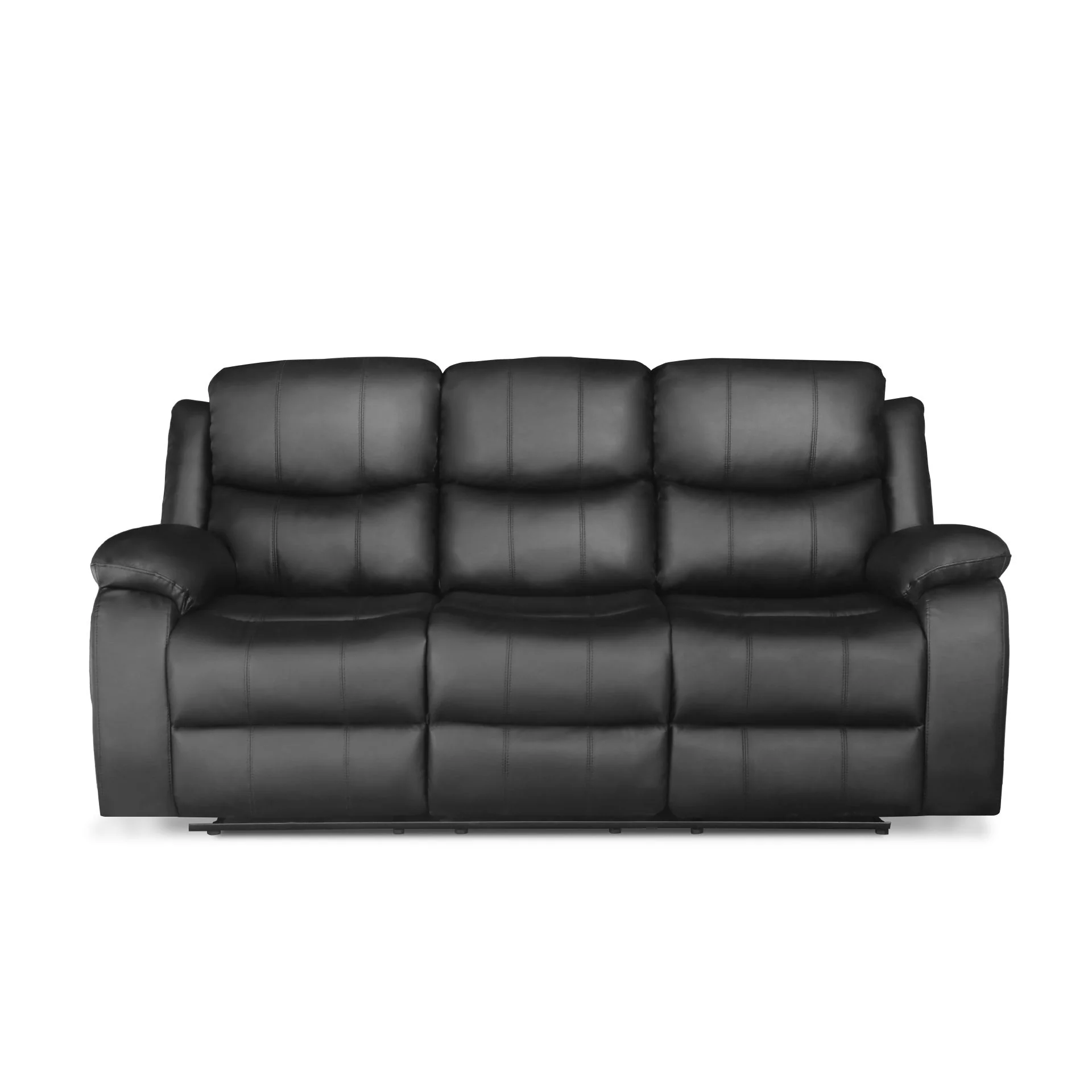 Wilson Manual 3 Seater Recliner Sofa - Black - Image 8
