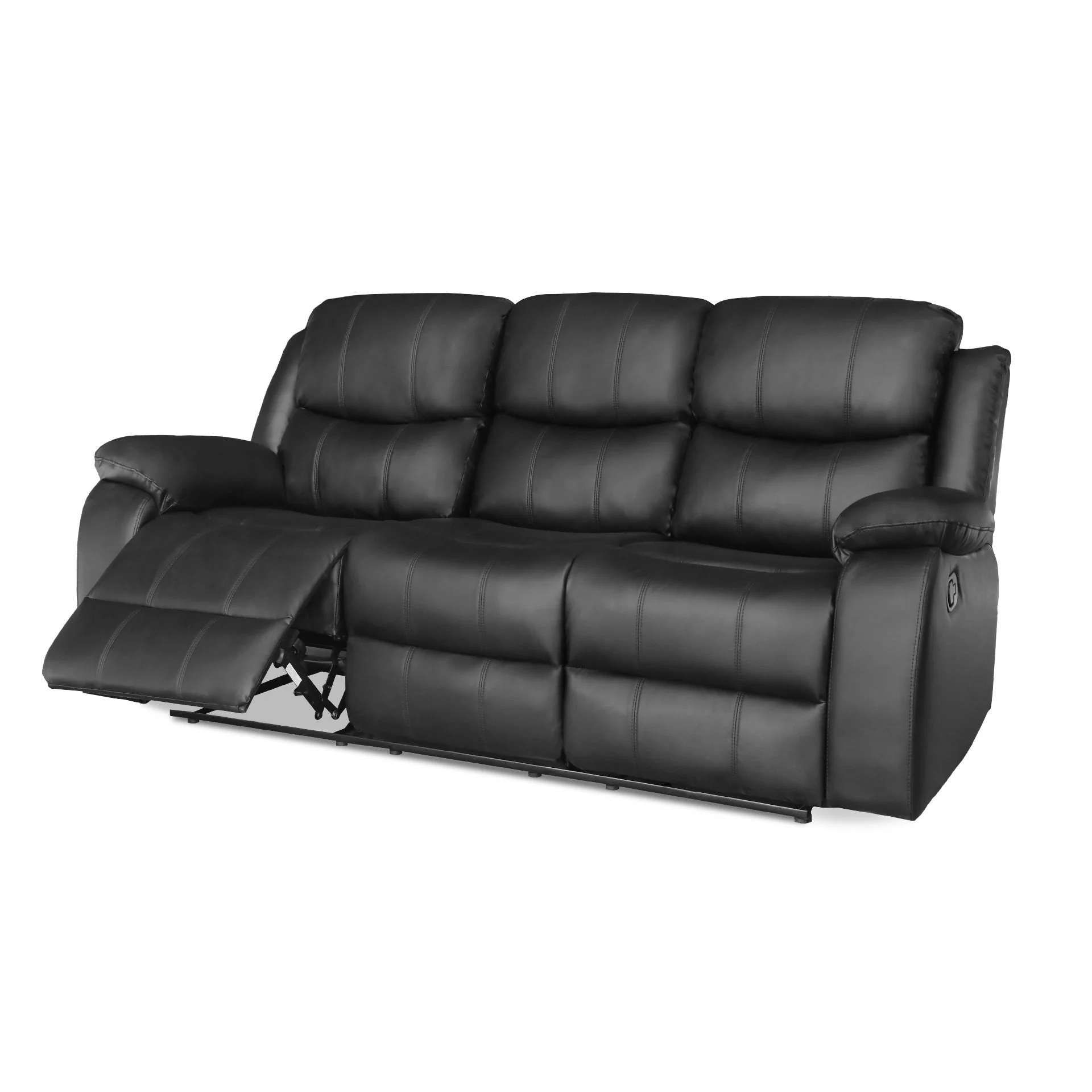 Wilson Manual 3 Seater Recliner Sofa - Black - Image 9