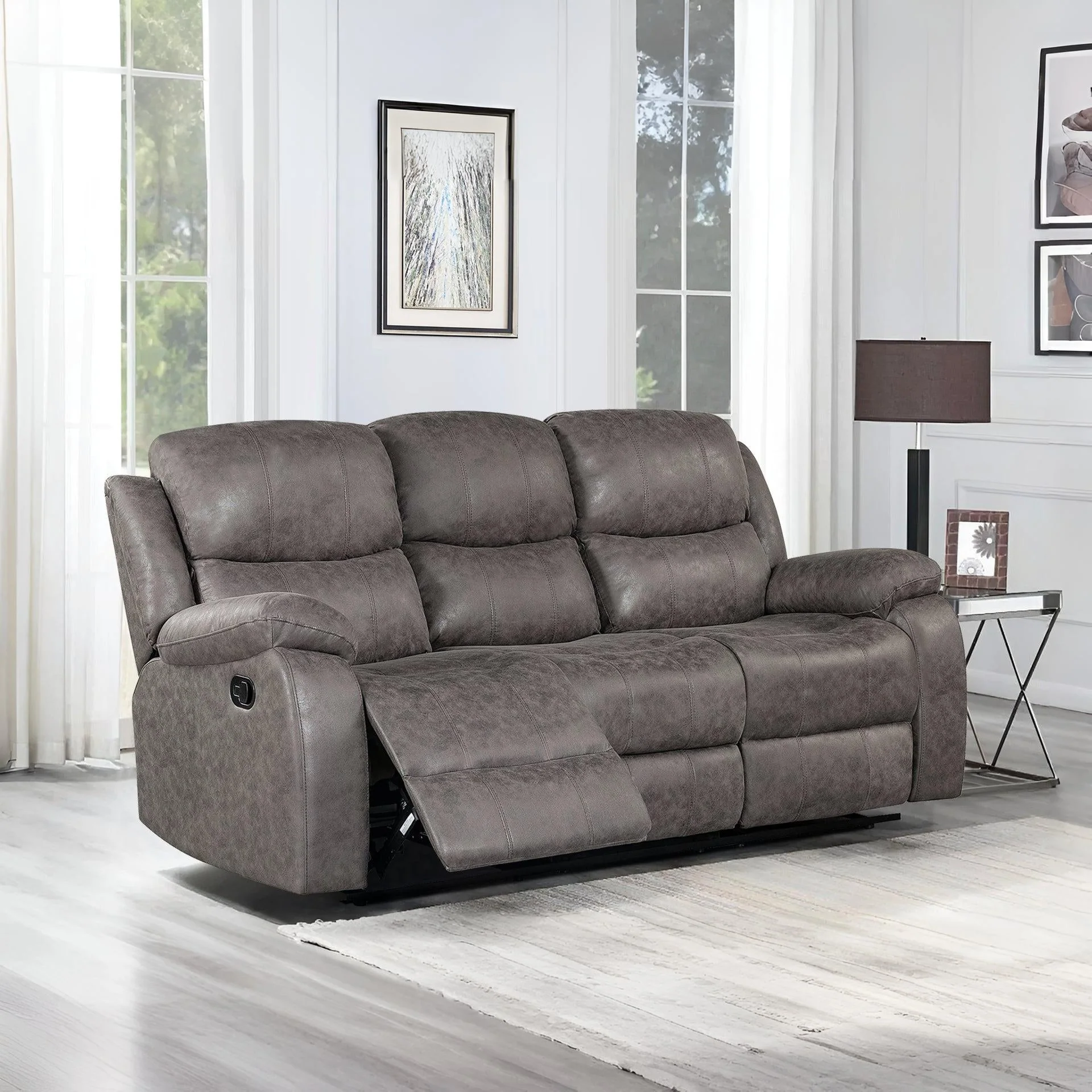 Wilson Manual 3 Seater Recliner Sofa - Brown - Image 5