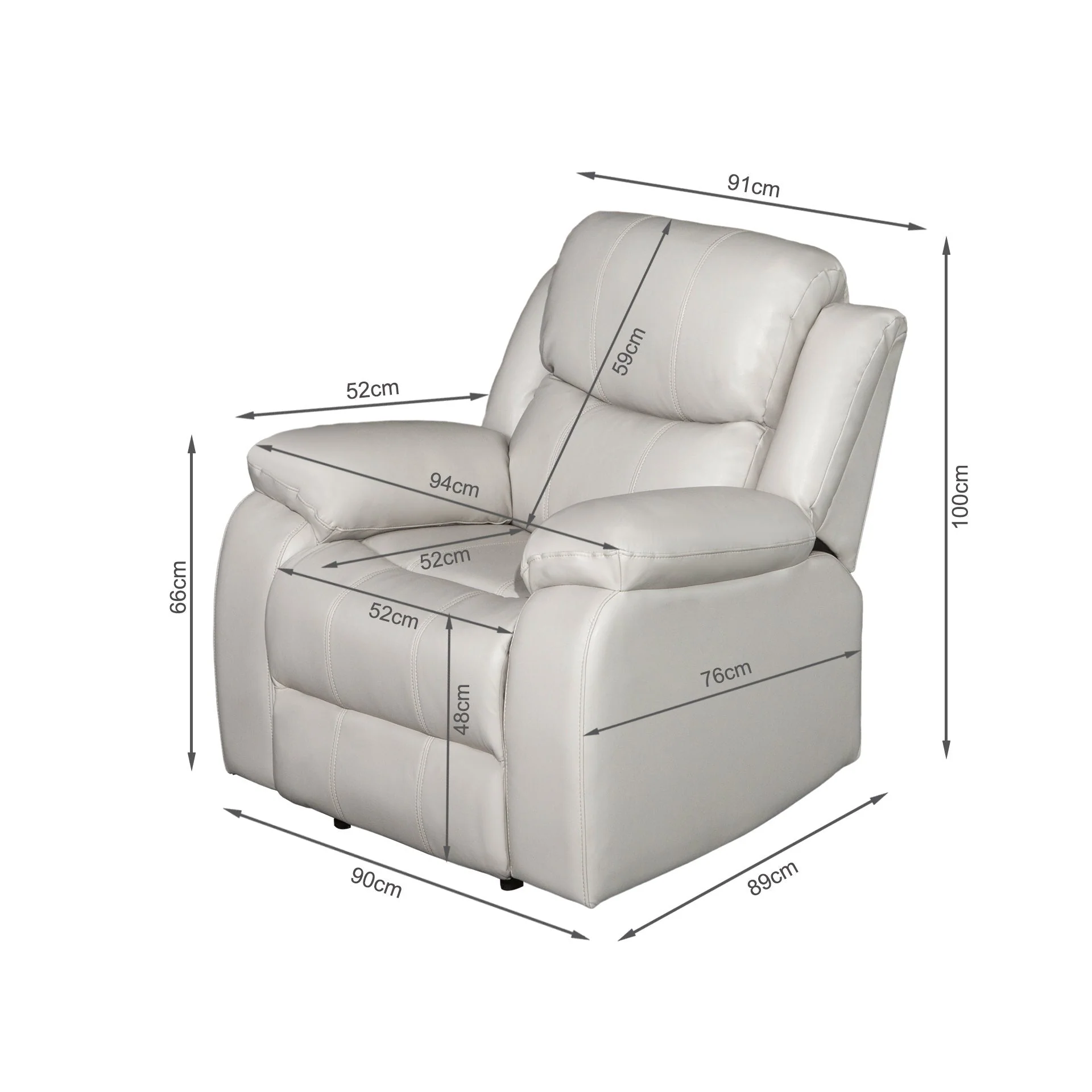 Wilson Manual Recliner Chair - Beige - Image 15