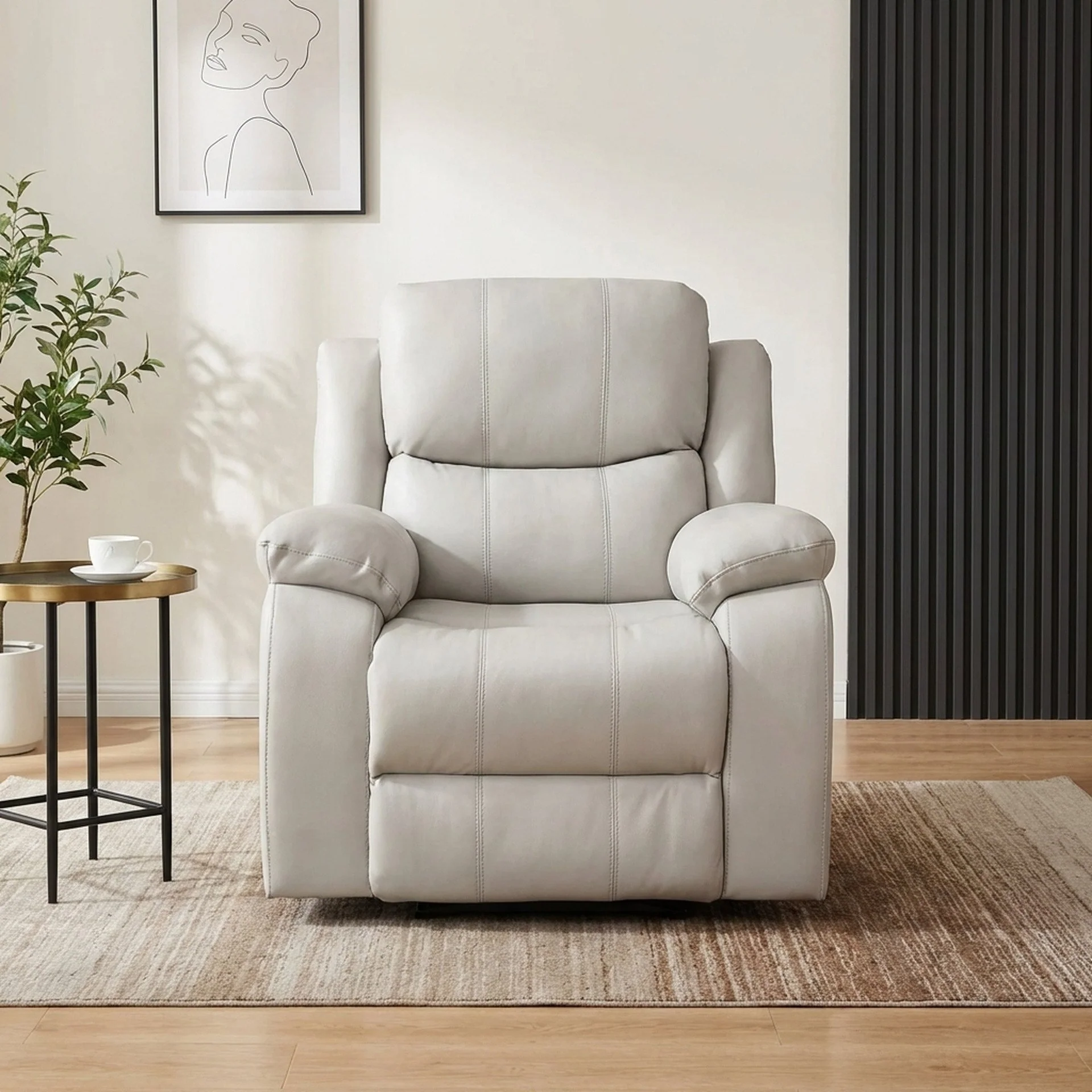Wilson Manual Recliner Chair - Beige - Image 5