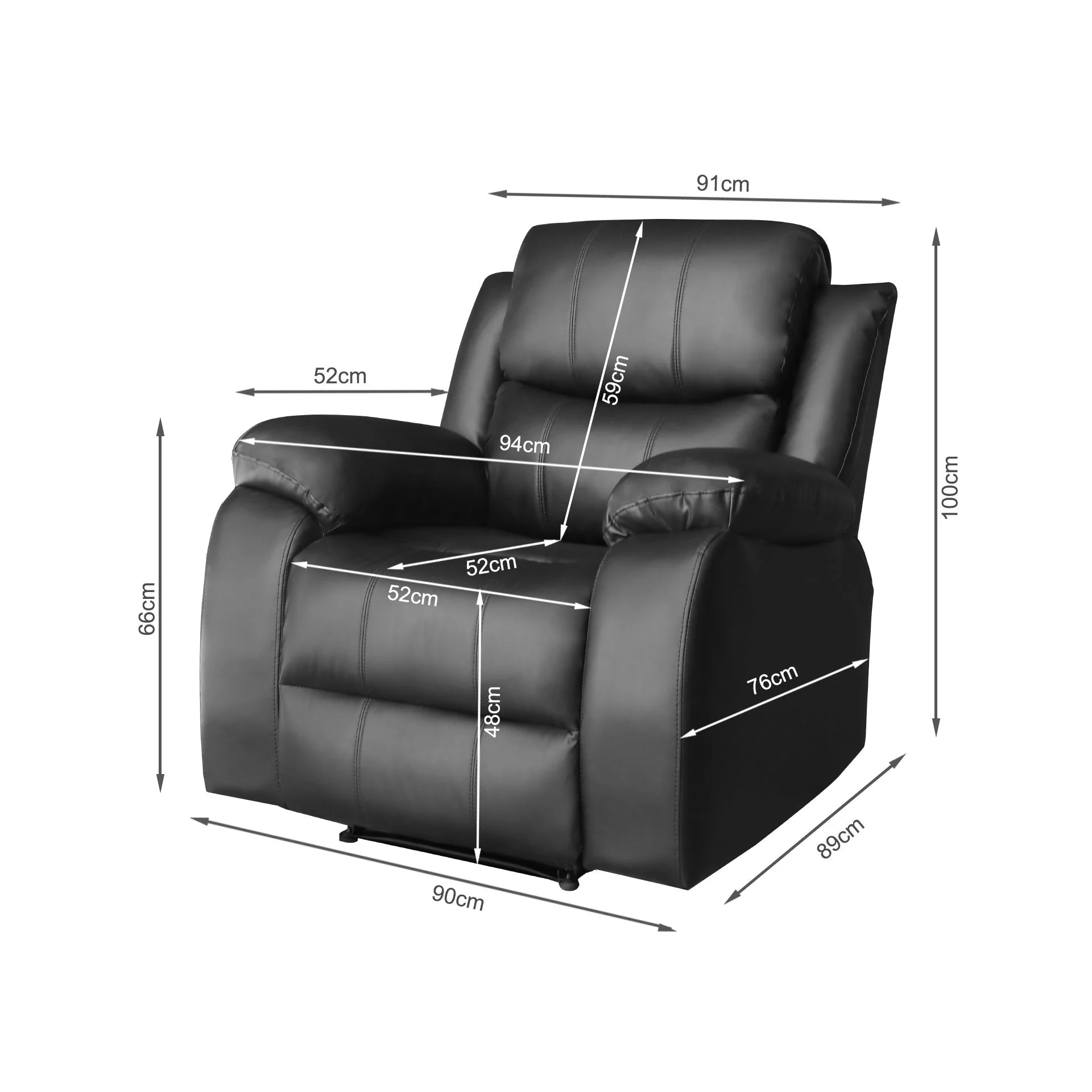 Wilson Manual Recliner Chair - Black - Image 12