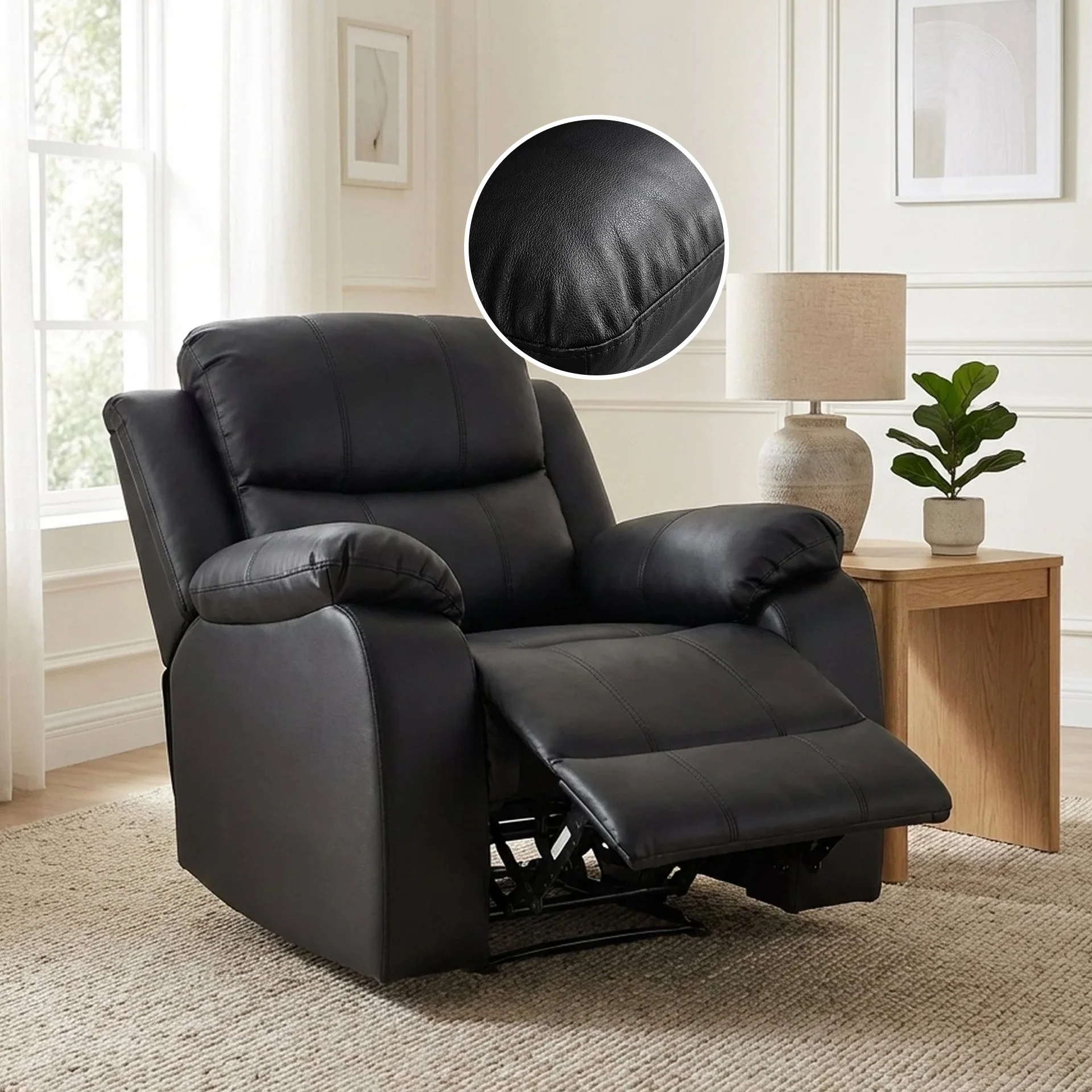 Wilson Manual Recliner Chair - Black - Image 2