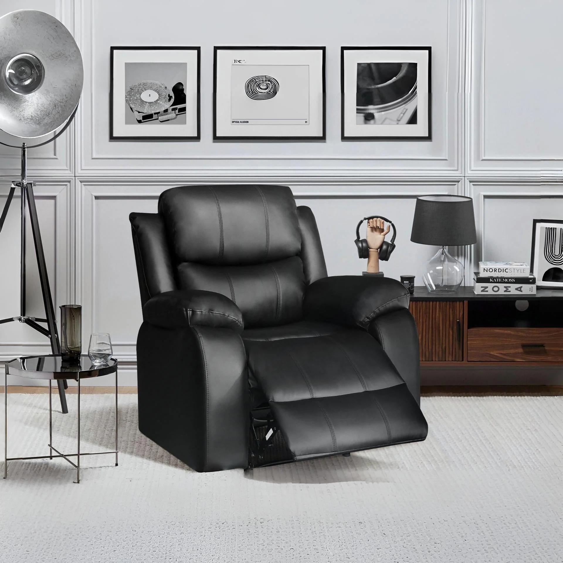 Wilson Manual Recliner Chair - Black - Image 5