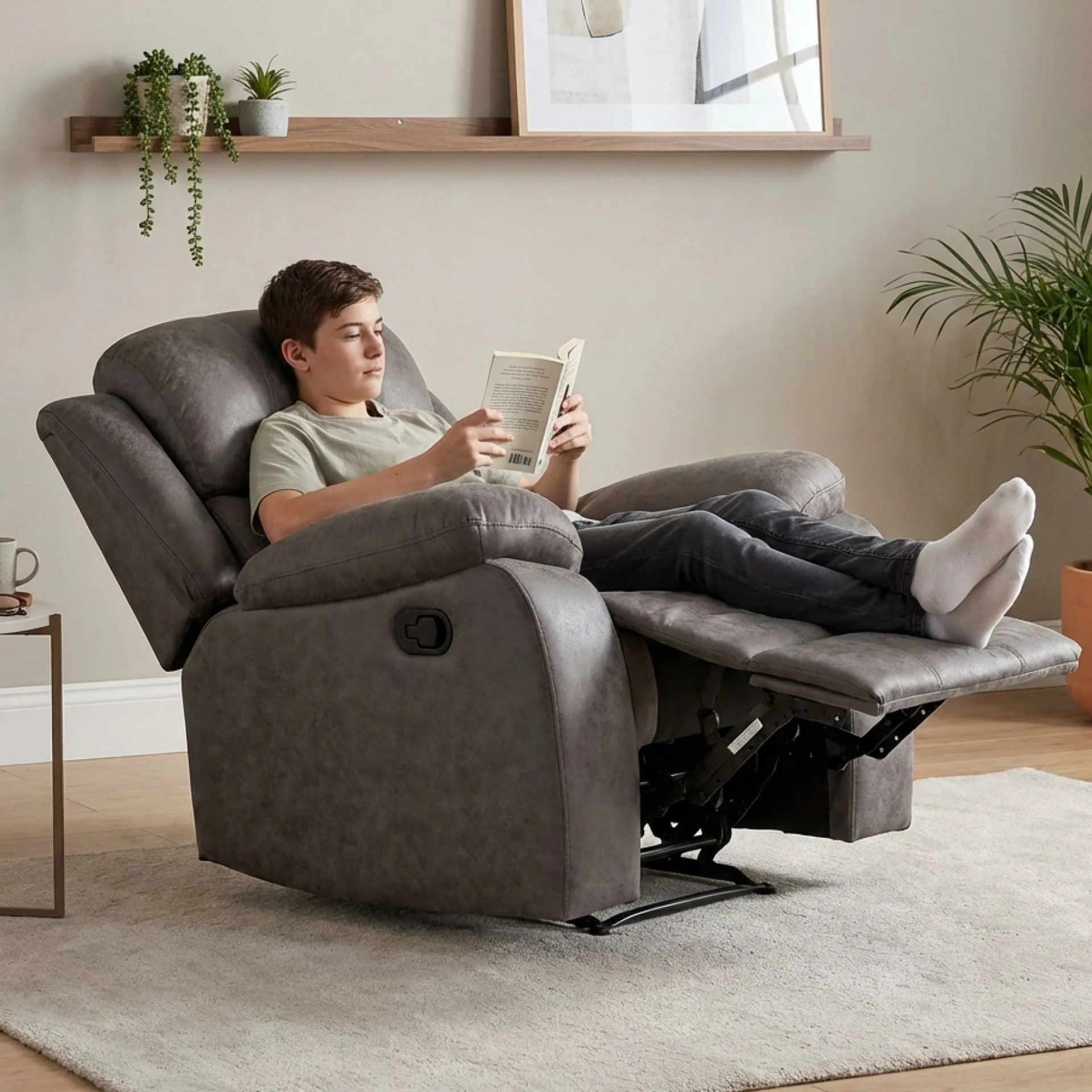 Wilson Manual Recliner Chair - Brown - Image 4