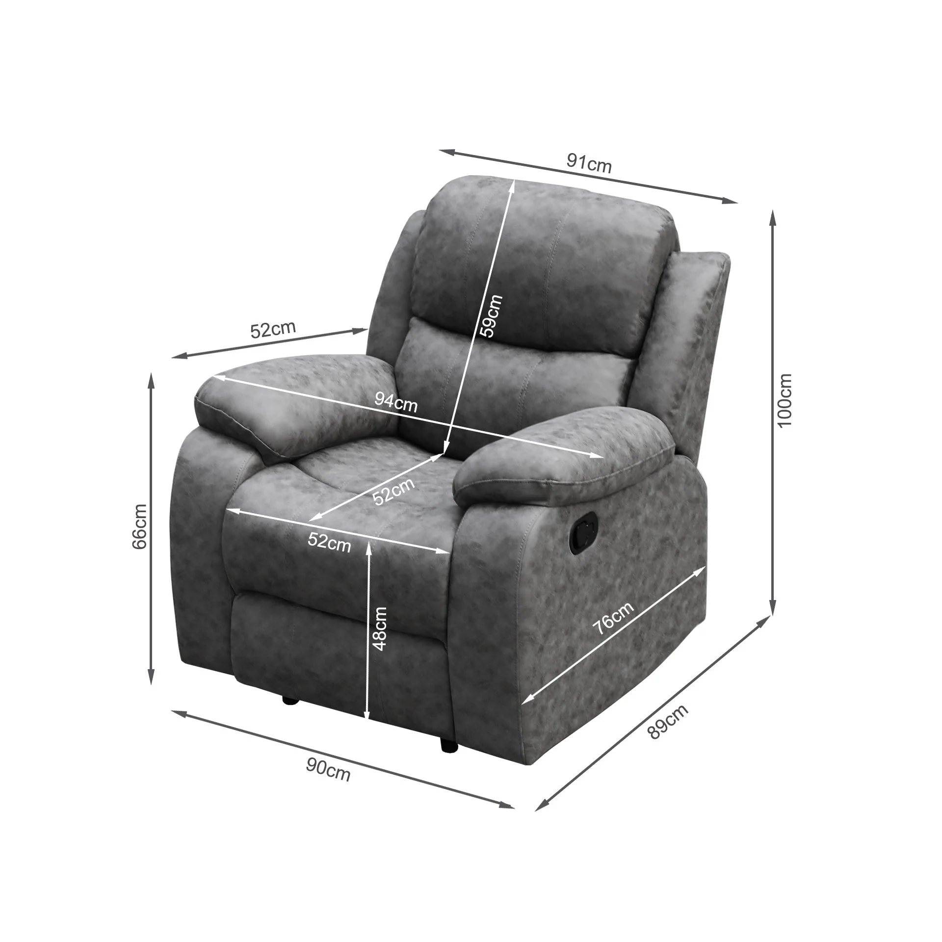 Wilson Manual Recliner Chair - Grey - Image 10