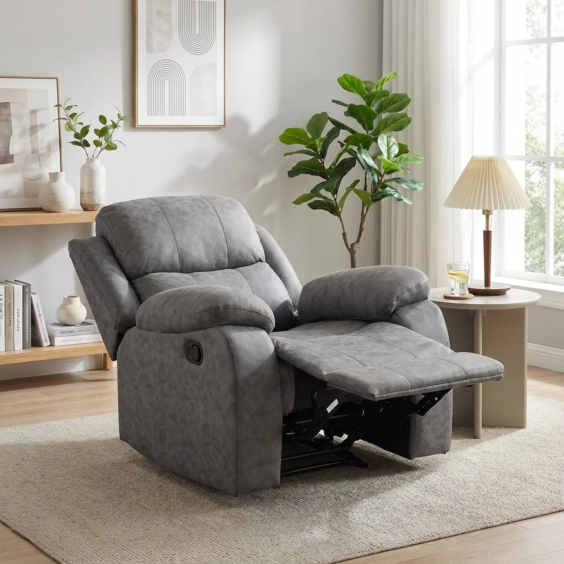 Wilson Manual Recliner Chair - Grey - Image 3