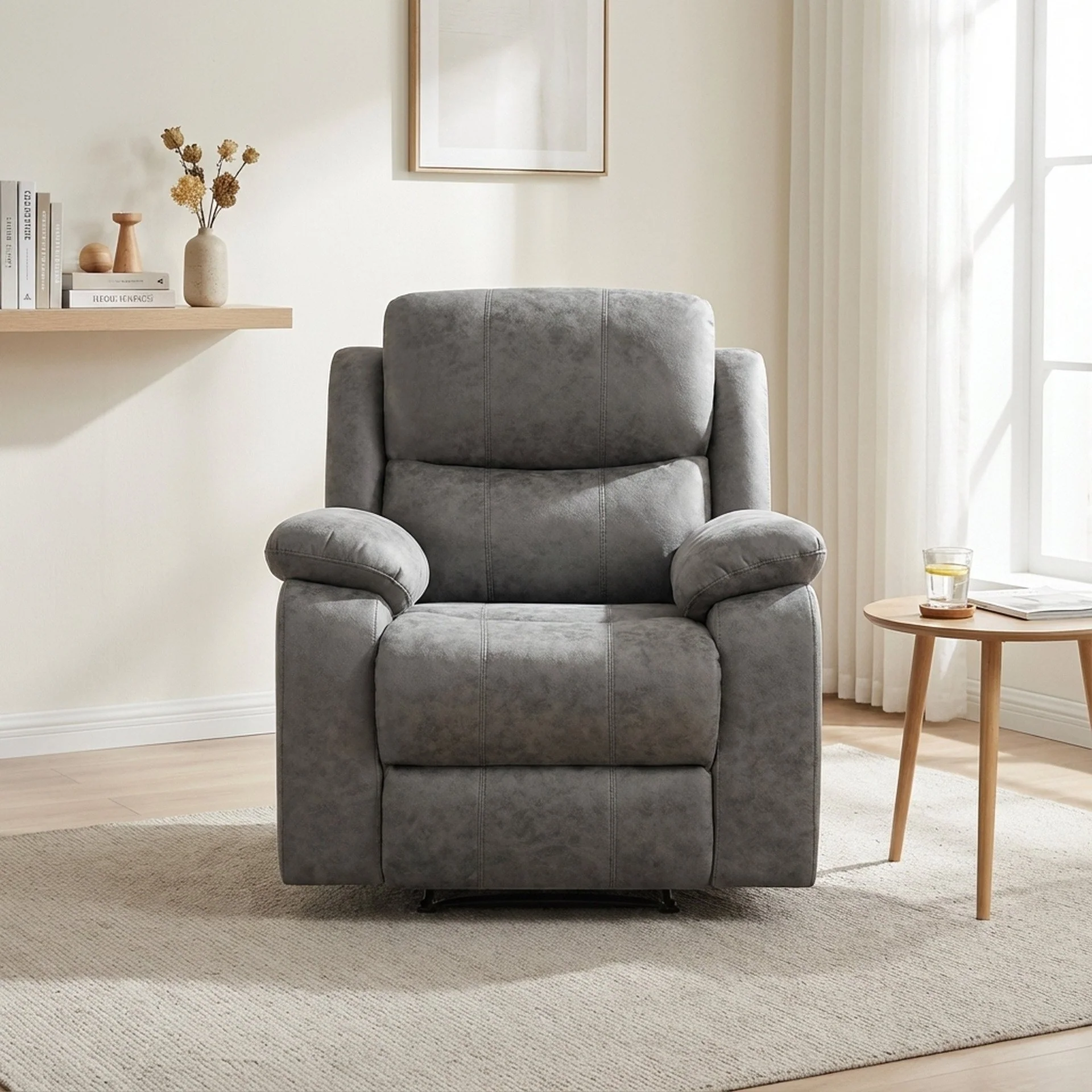 Wilson Manual Recliner Chair - Grey - Image 4