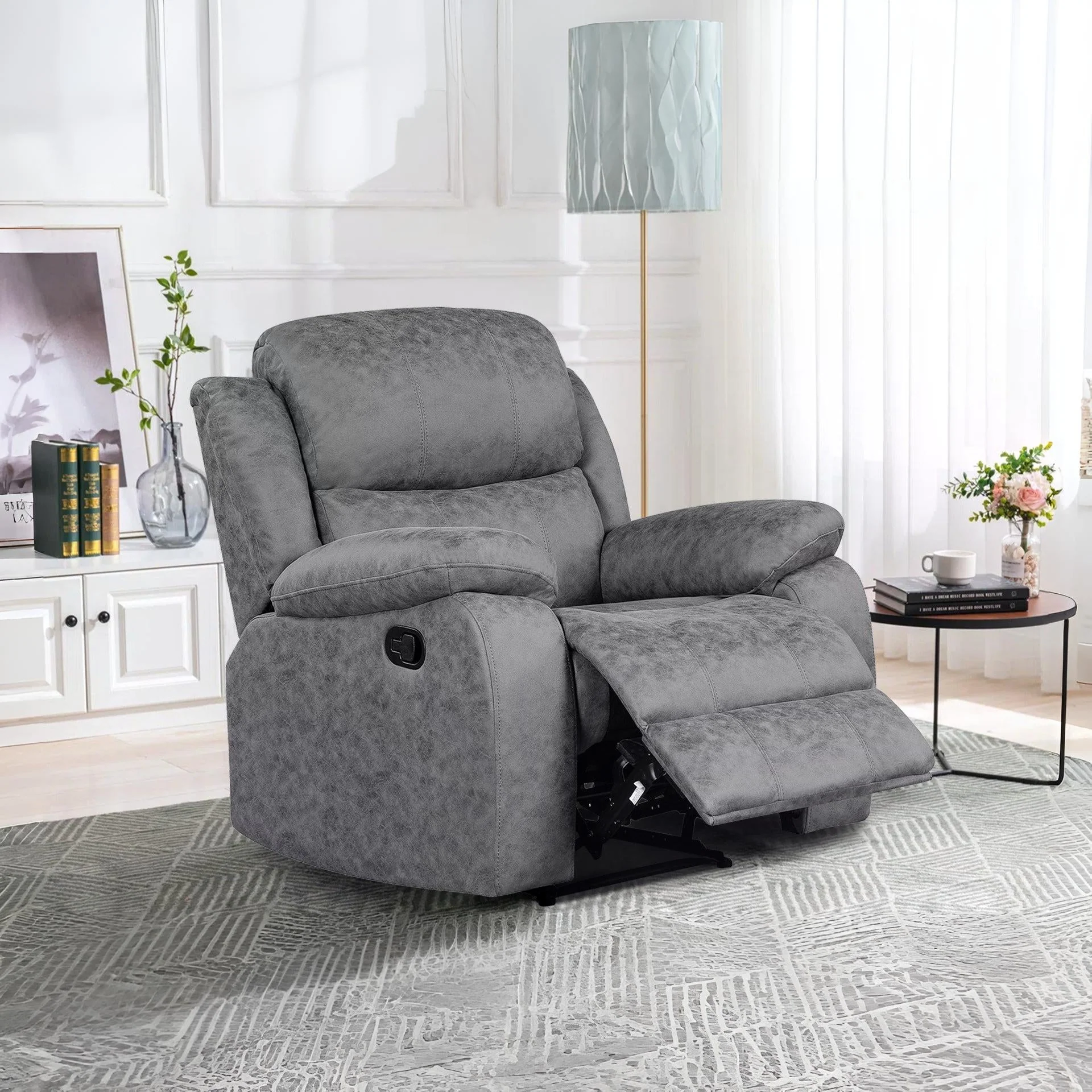 Wilson Manual Recliner Chair - Grey - Image 5