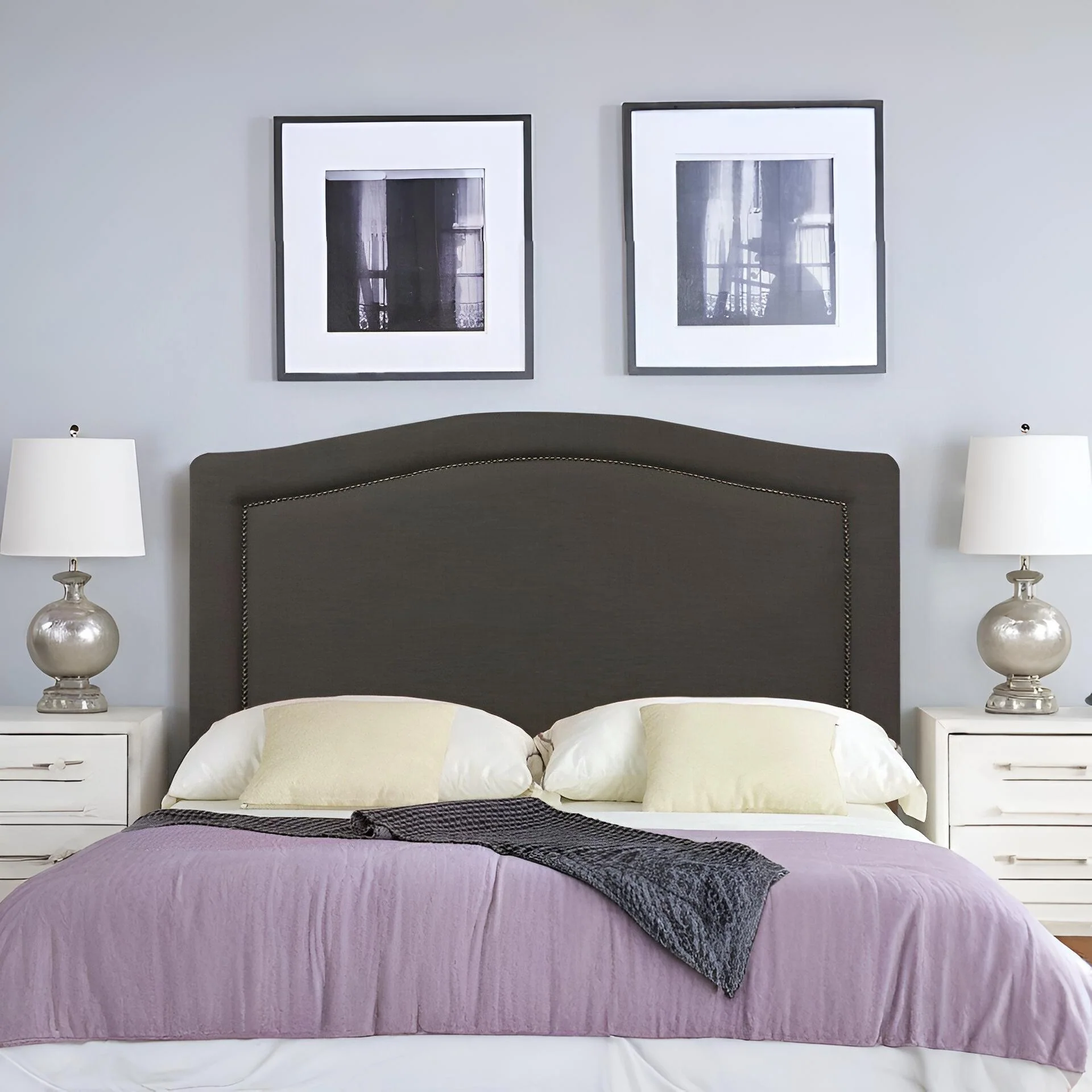 WINSTON Upholstered Headboard California King - BLACK - Image 6