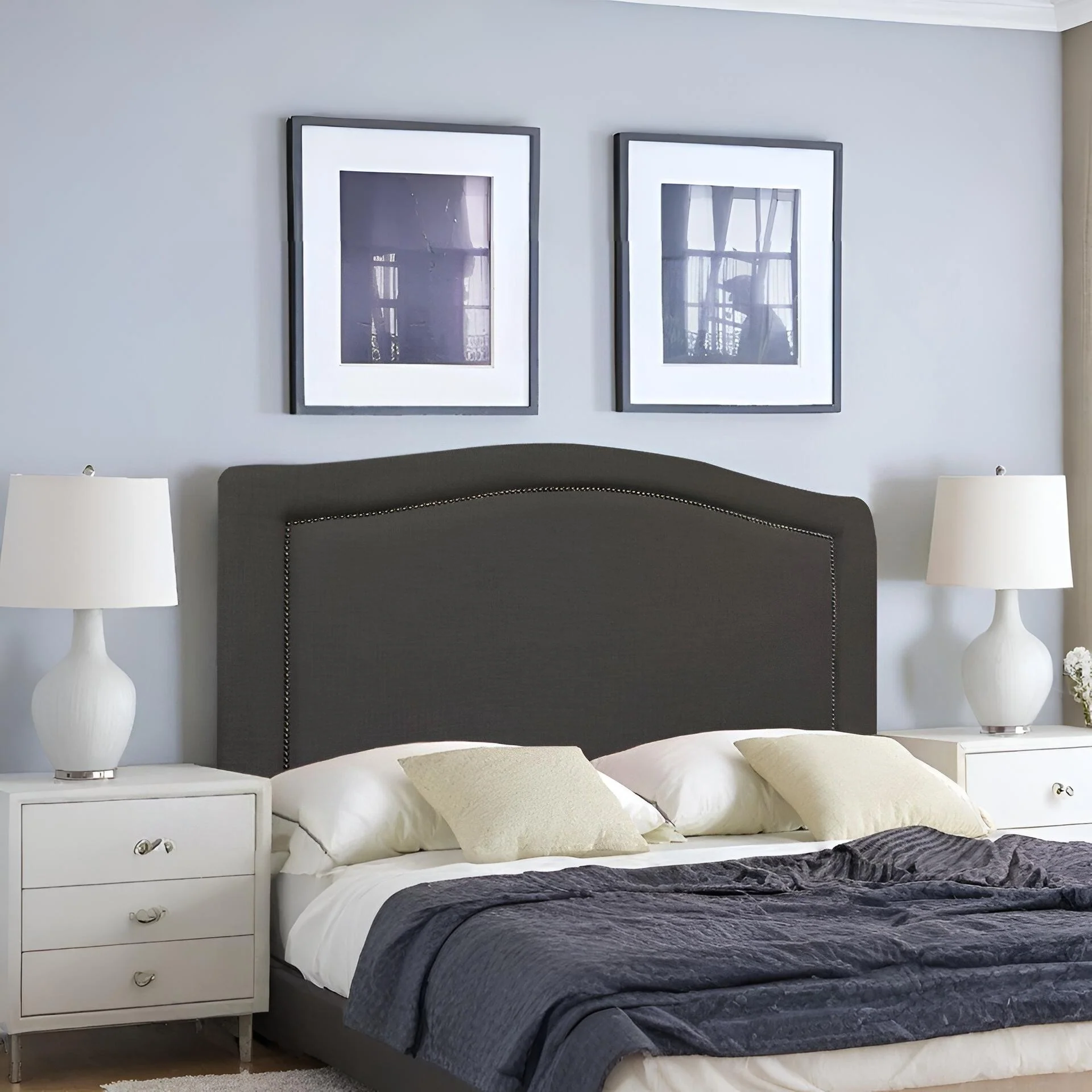 WINSTON Upholstered Headboard California King - BLACK - Image 9