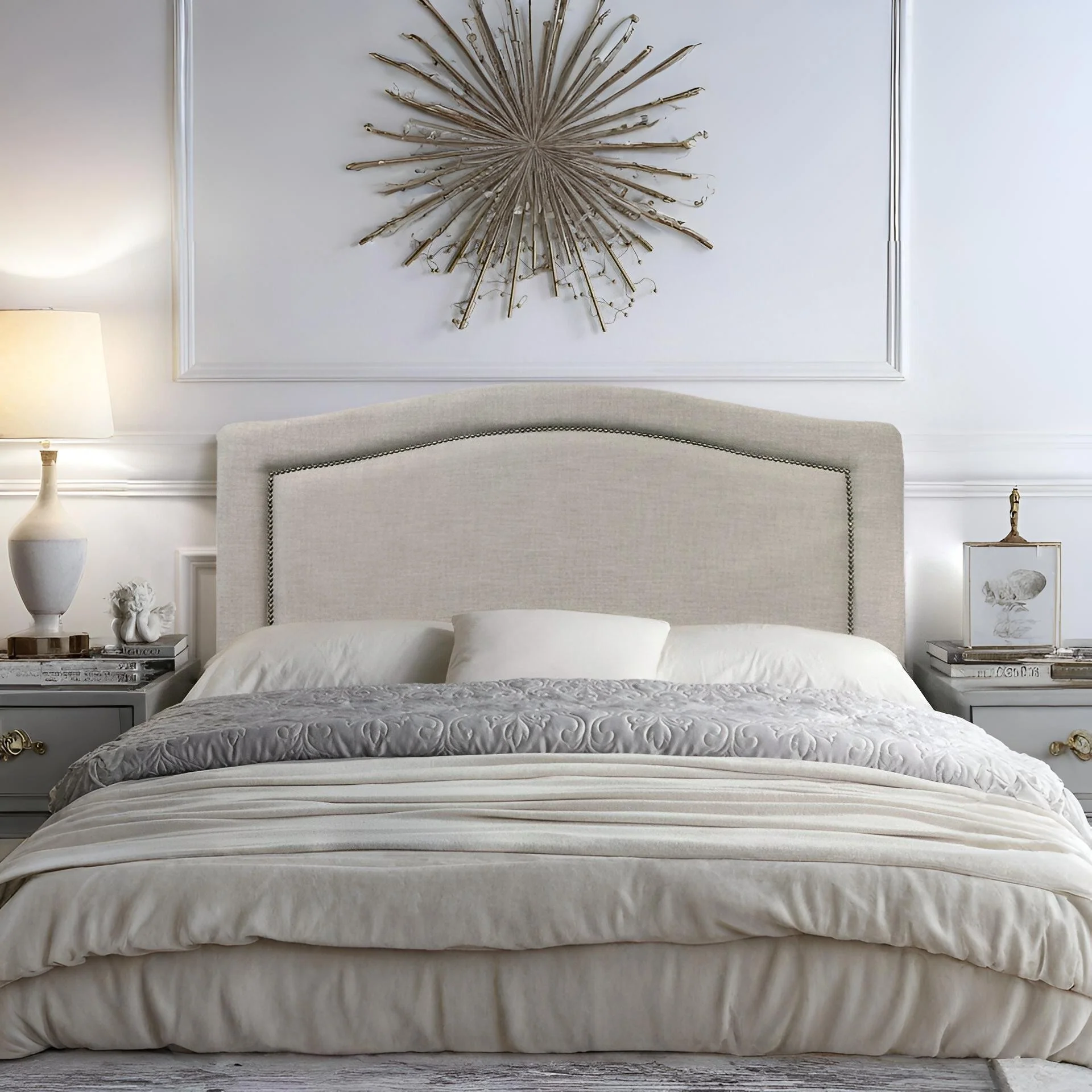 WINSTON Upholstered Headboard California King - GREY - Image 4
