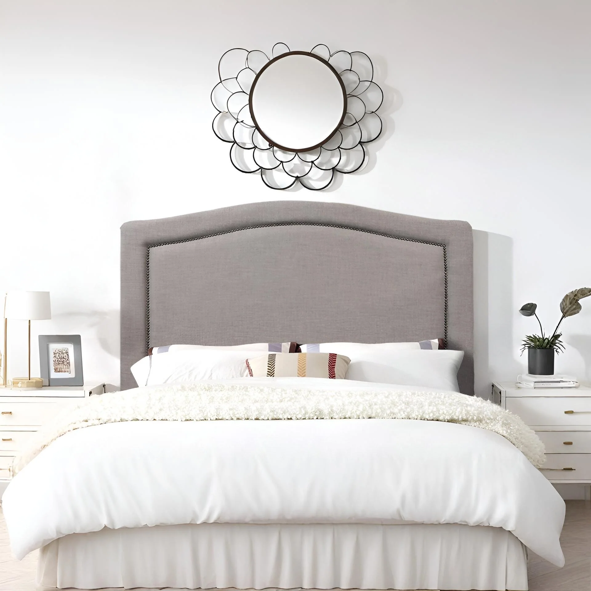 WINSTON Upholstered Headboard Double - GREY - Image 8
