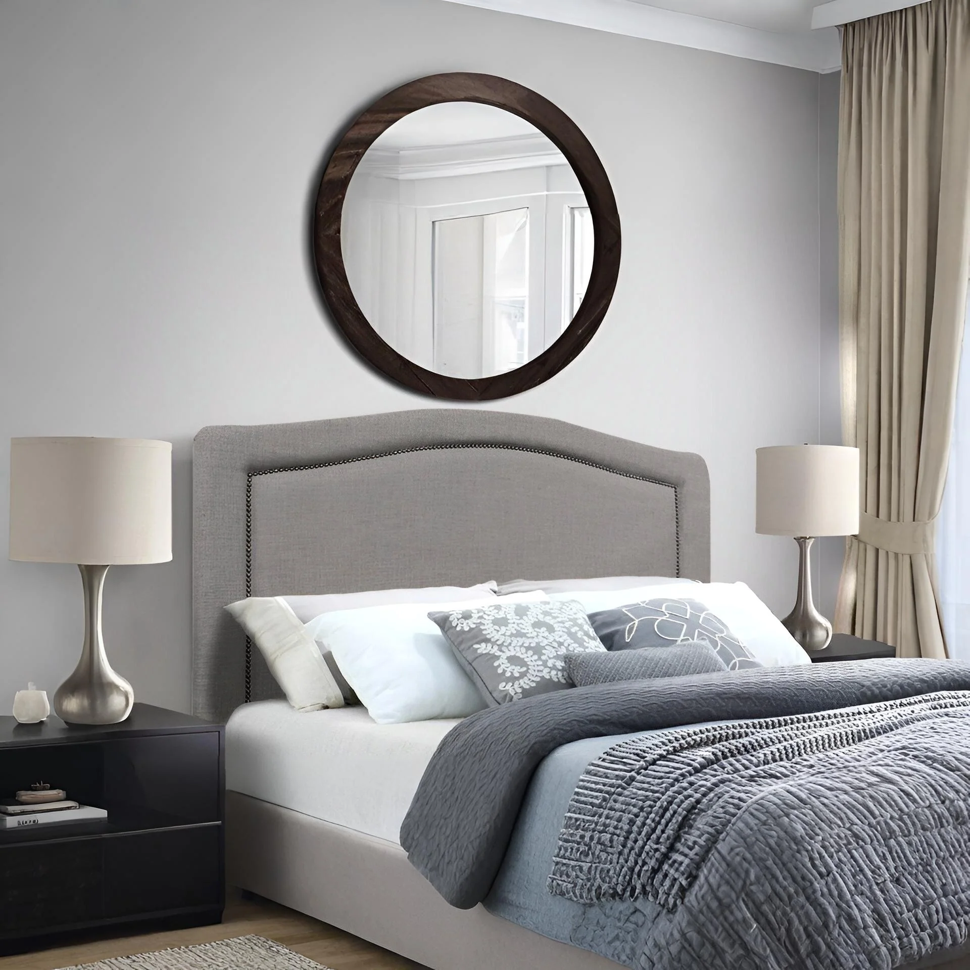 WINSTON Upholstered Headboard Double - SLATE - Image 9