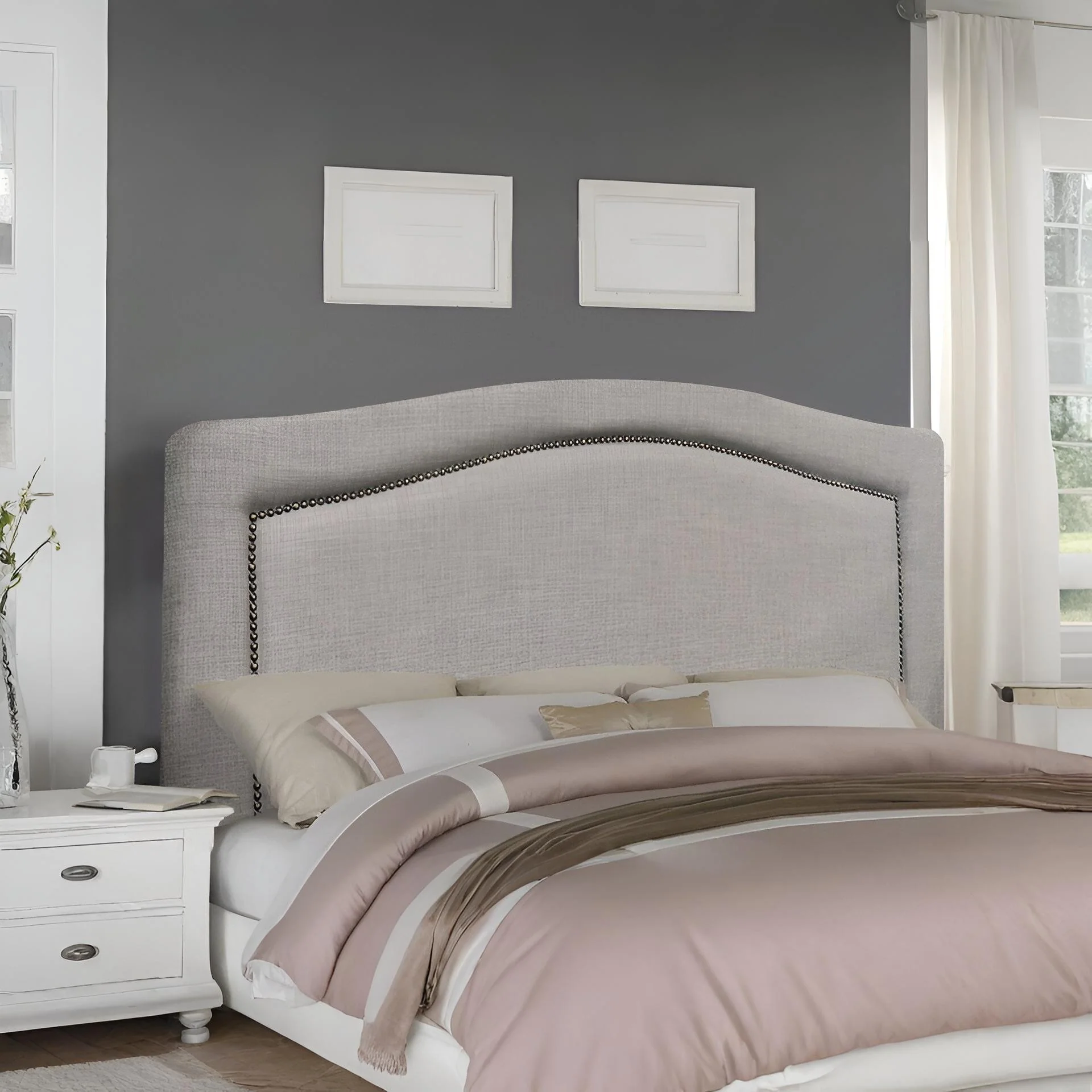 WINSTON Upholstered Headboard King - GREY - Image 6