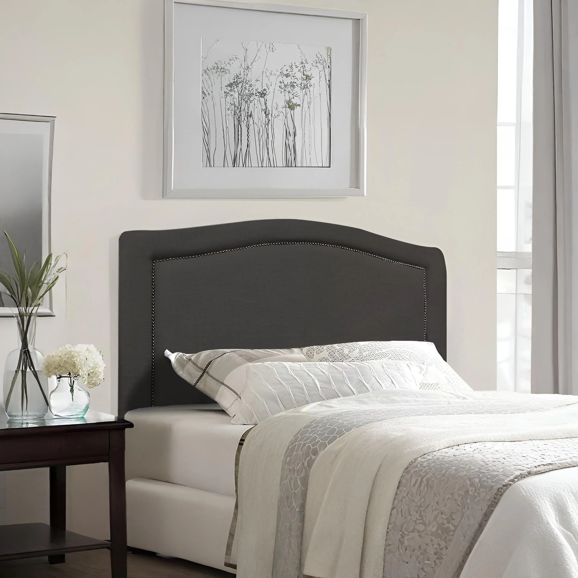 WINSTON Upholstered Headboard Single - BLACK - Image 2