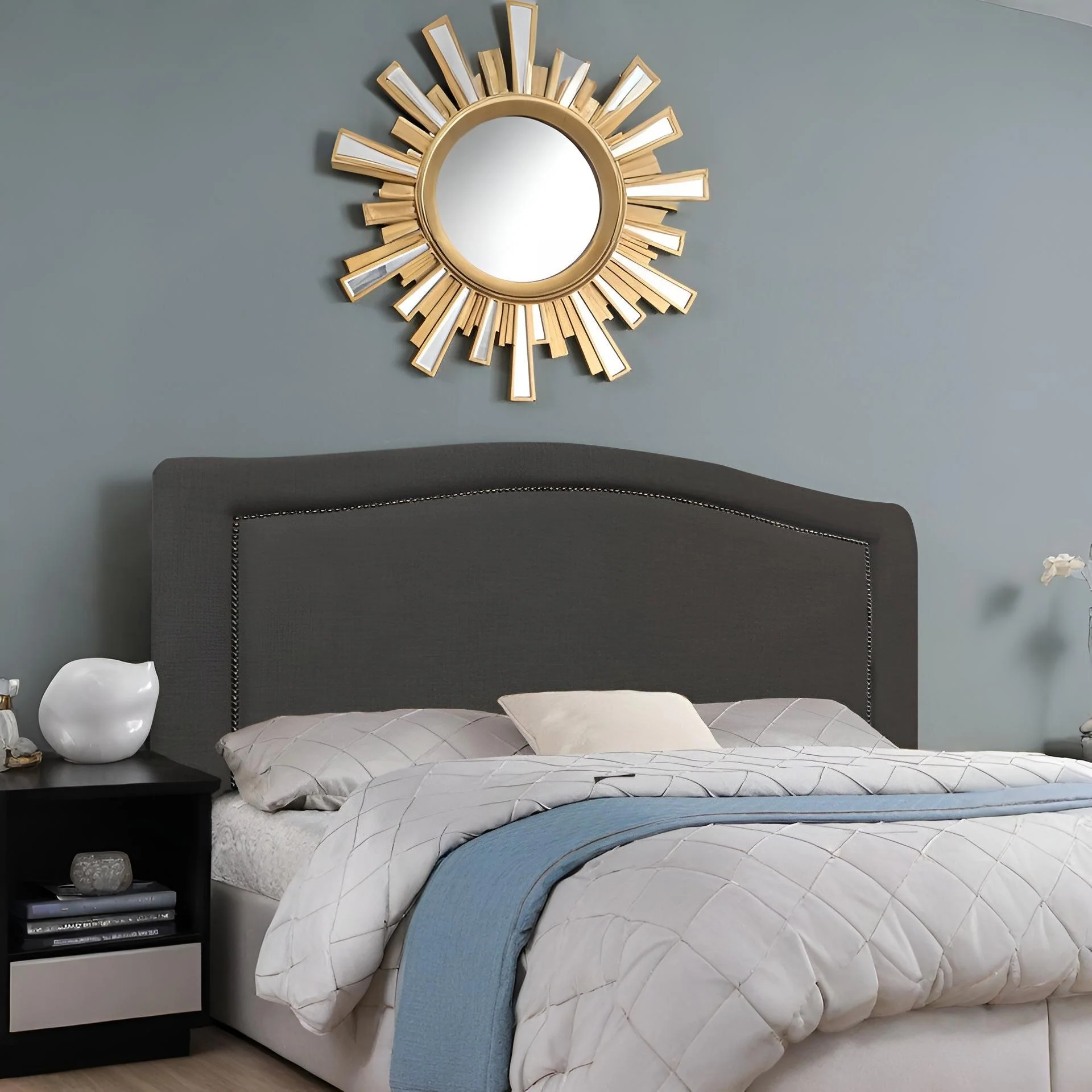WINSTON Upholstered Headboard Super King - BLACK - Image 4