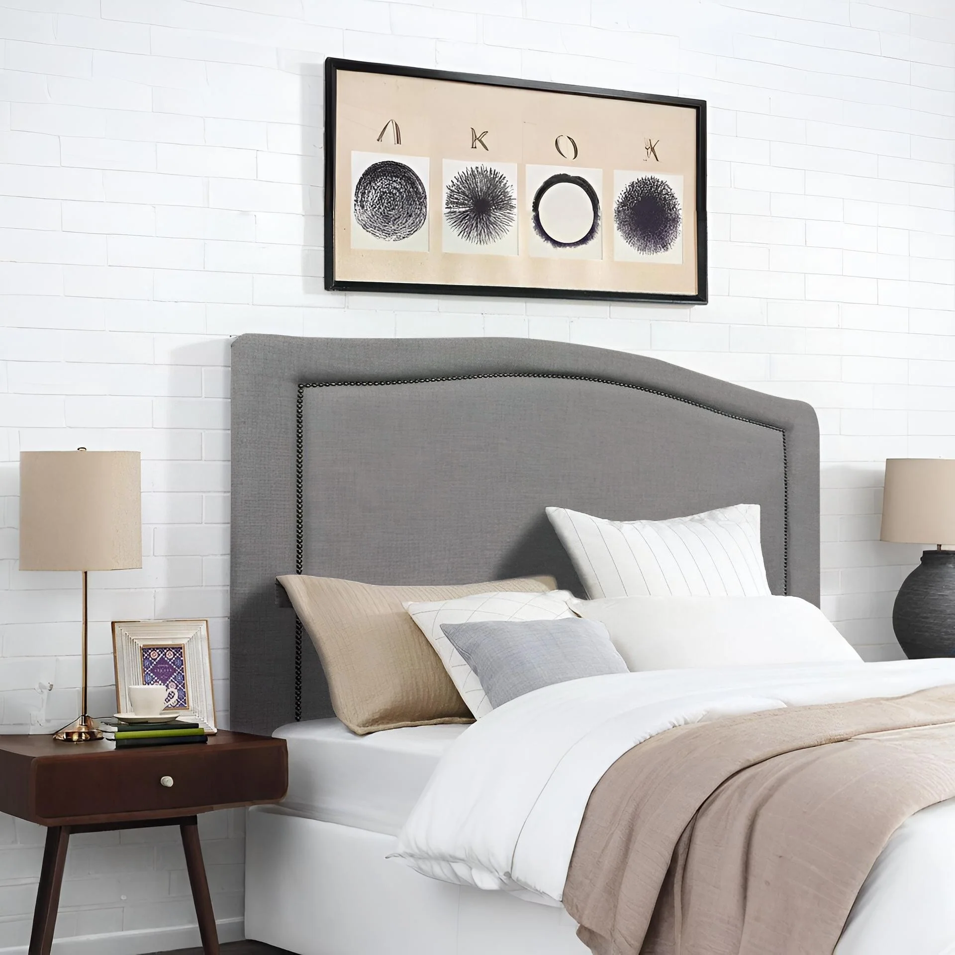 WINSTON Upholstered Headboard Super King - SLATE - Image 5