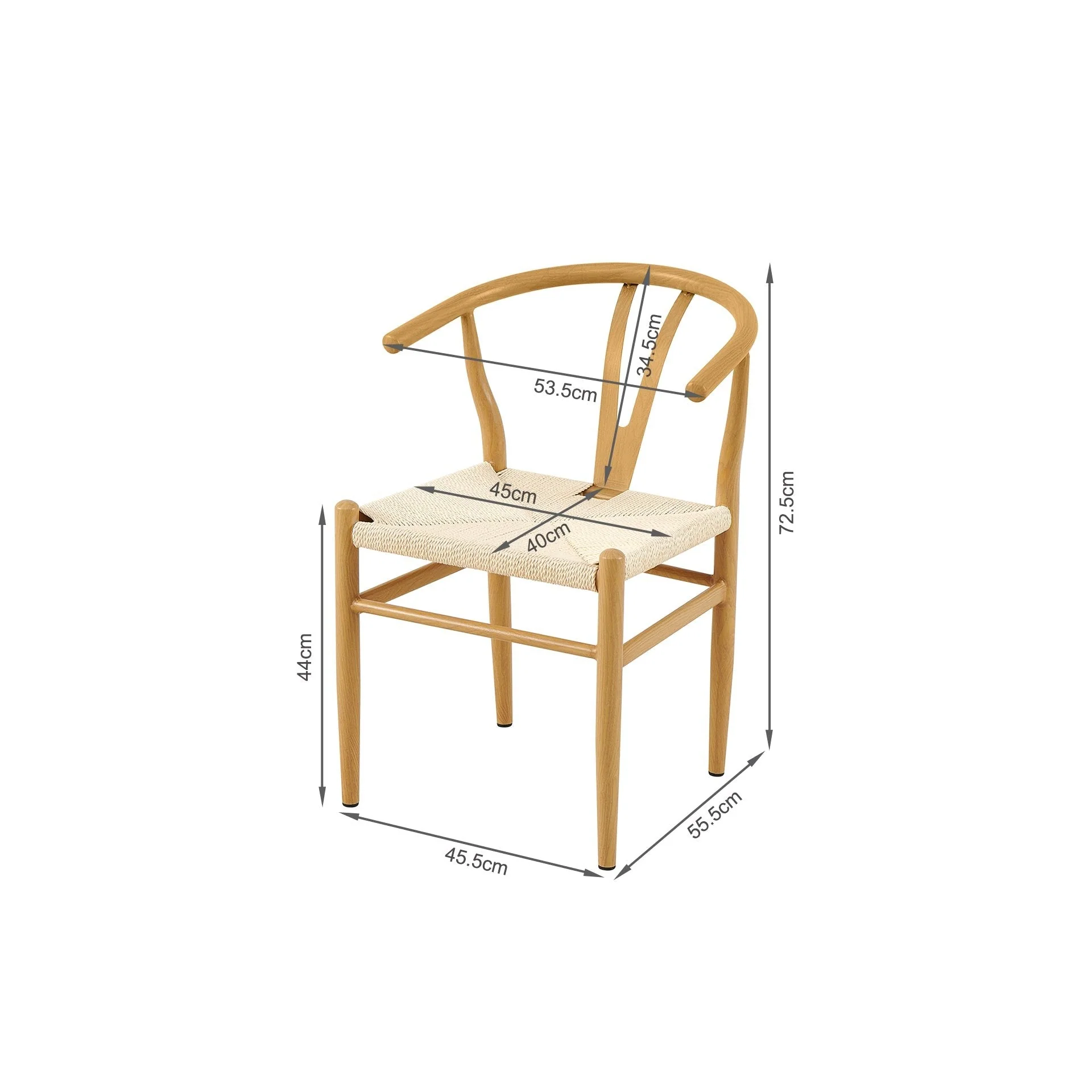 Winter Rope Seat Dining Chair Wishbone Chair Replica - Set of 2 - Natural - Image 10