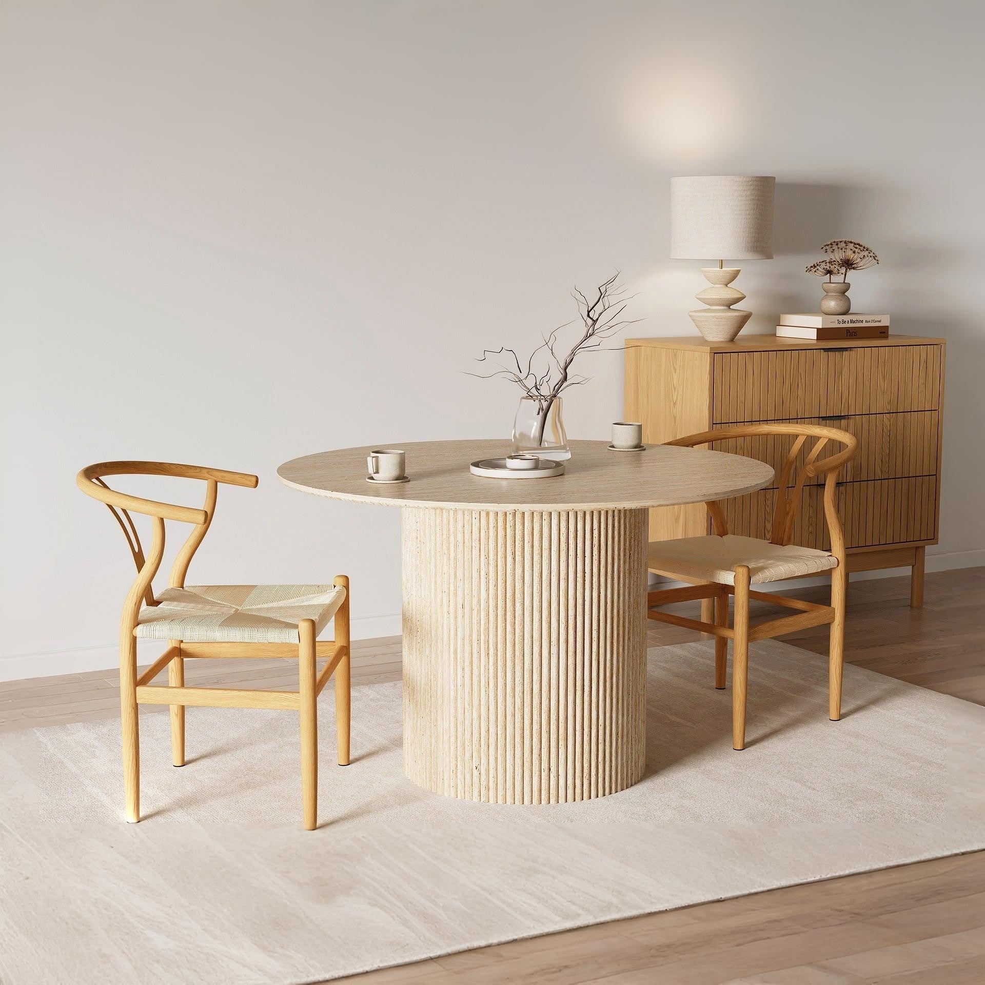 Winter Rope Seat Dining Chair Wishbone Chair Replica - Set of 2 - Natural - Image 3