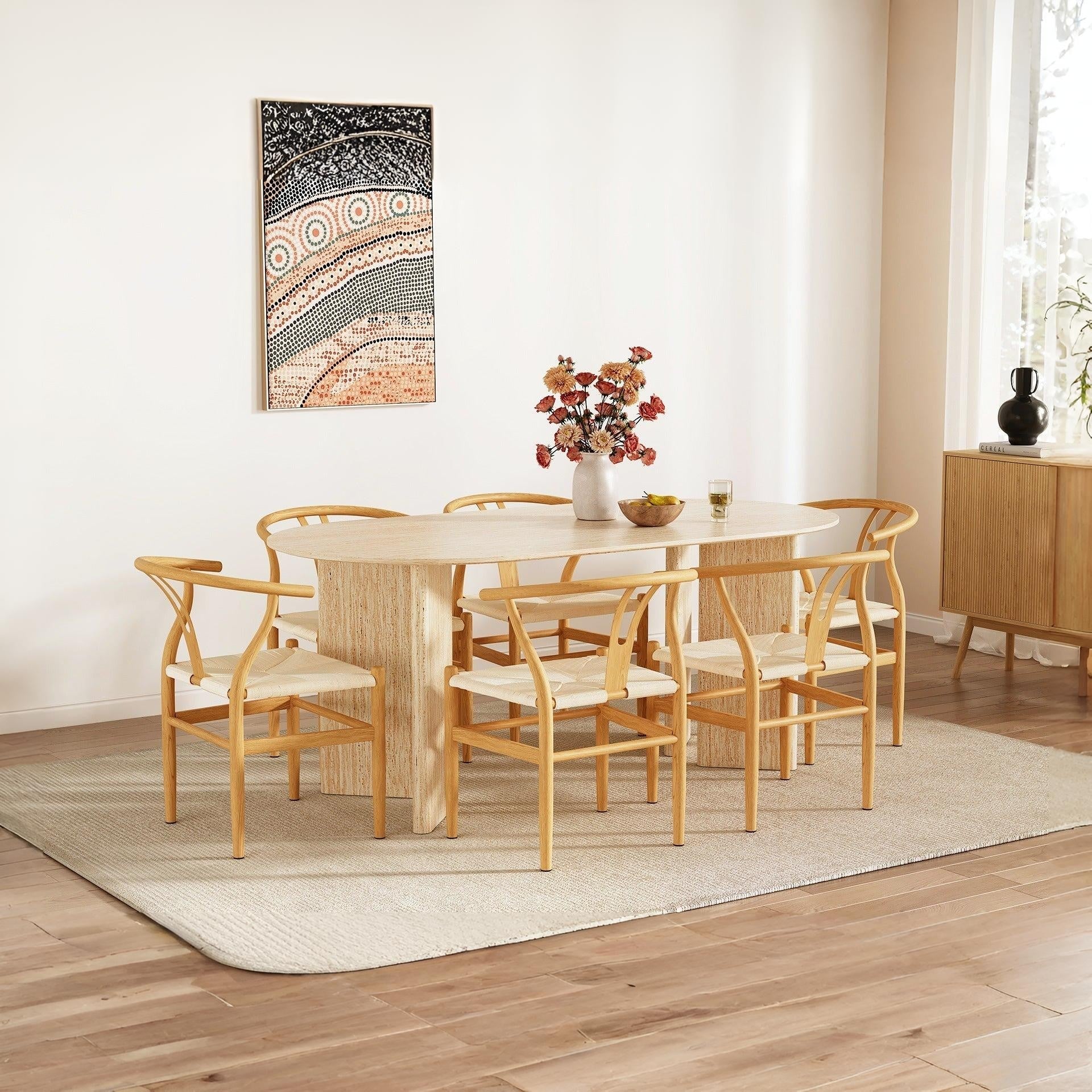 Winter Rope Seat Dining Chair Wishbone Chair Replica - Set of 2 - Natural - Image 4
